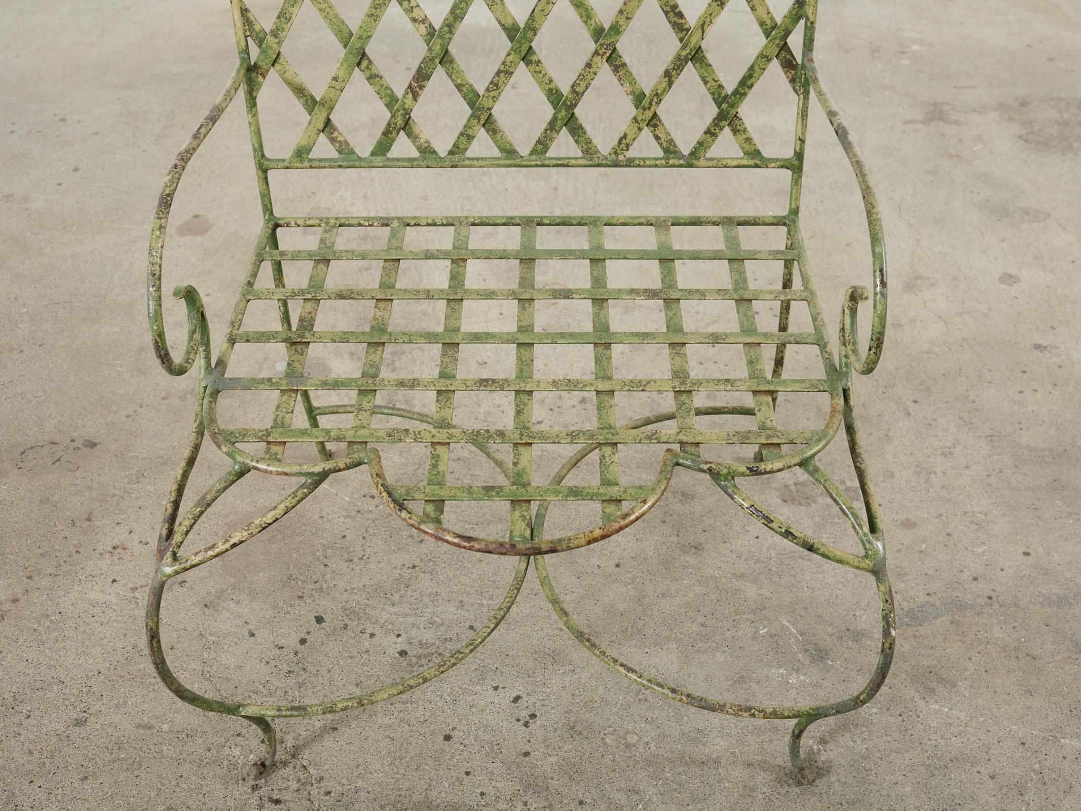 Set of Five Rose Tarlow Style Iron Lattice Garden Chairs  For Sale 6