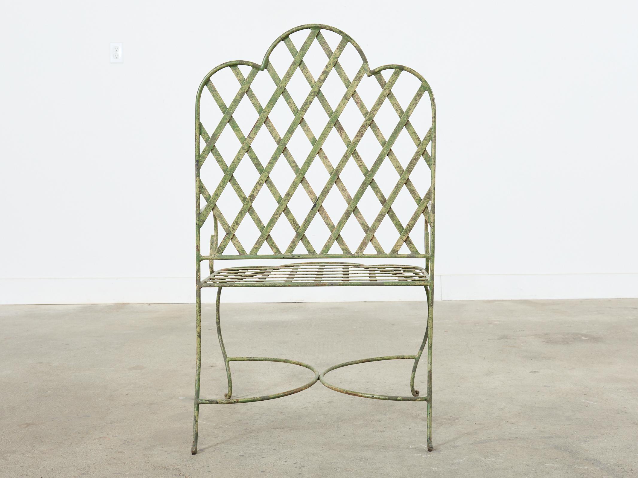 Set of Five Rose Tarlow Style Iron Lattice Garden Chairs  For Sale 11