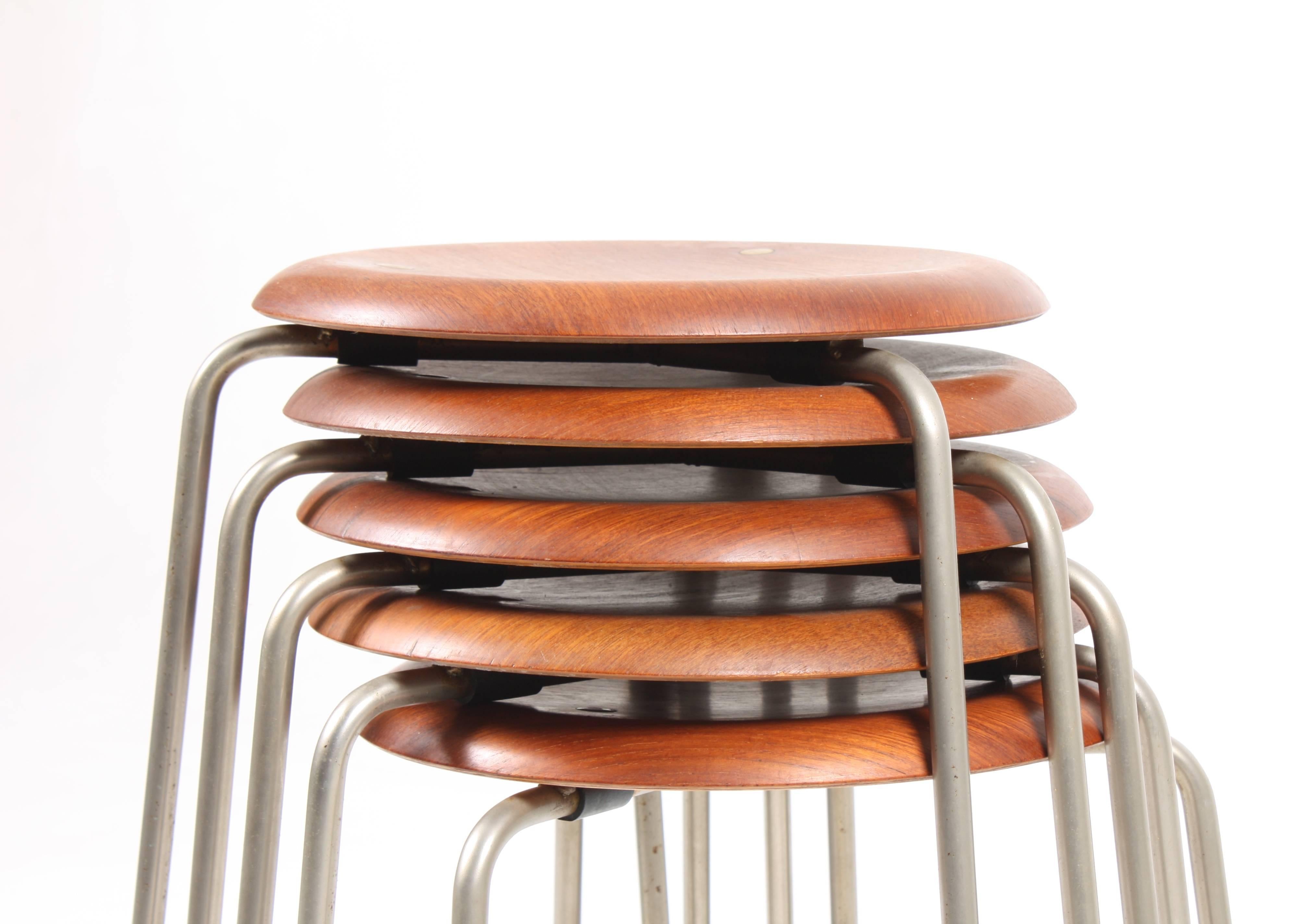 Mid-20th Century Set of Five Round Stools by Arne Jacobsen