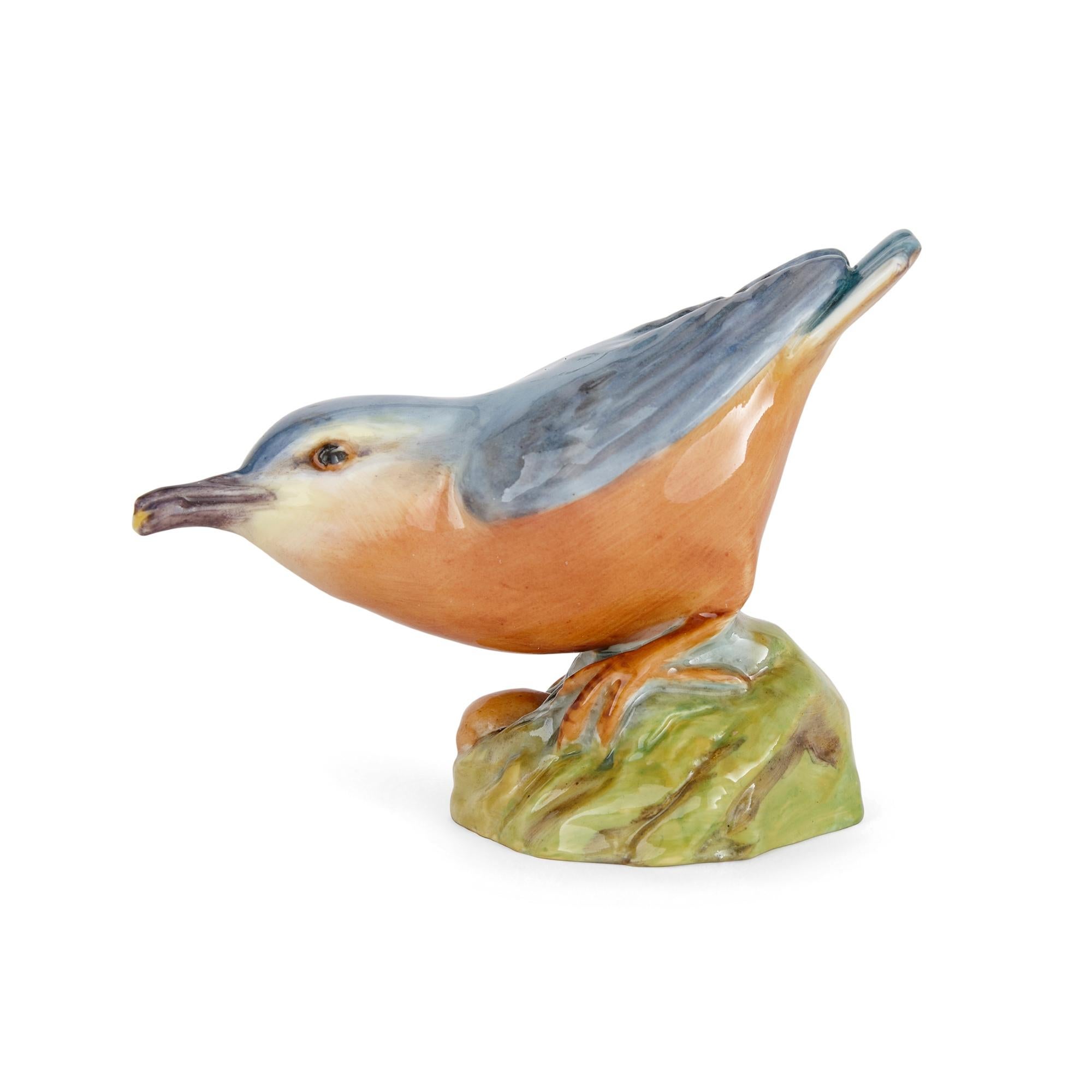 Set of five Royal Worcester bird models 
English, c. 1950
Largest: Height 9cm, width 8cm, depth 6cm
Smallest: Height 6cm, width 6cm, width 4cm

Designed by a woman and from the collection of a renowned antiques expert, this selection of five