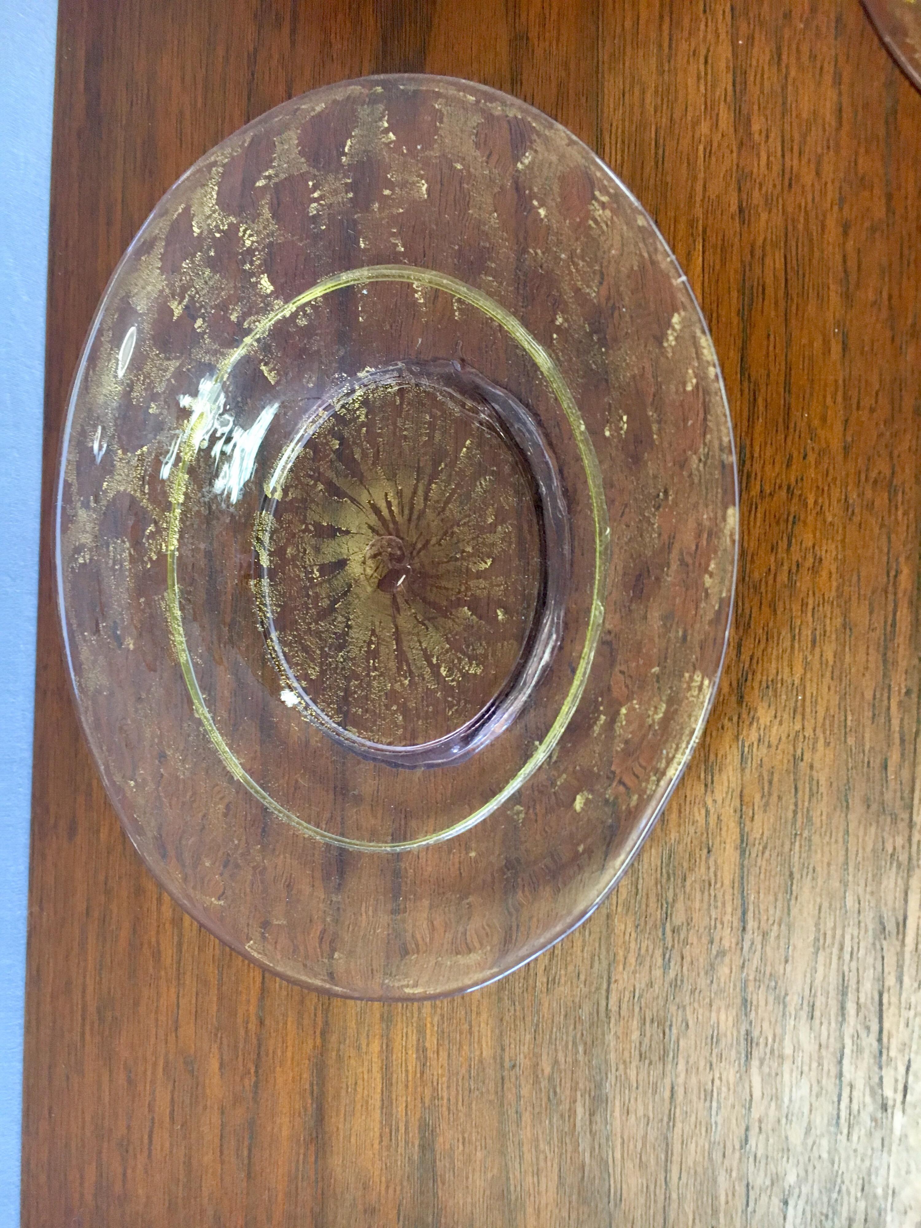 Ensemble de cinq bols et soucoupes en verre de Murano soufflé à la main de Salviati, années 1920 6