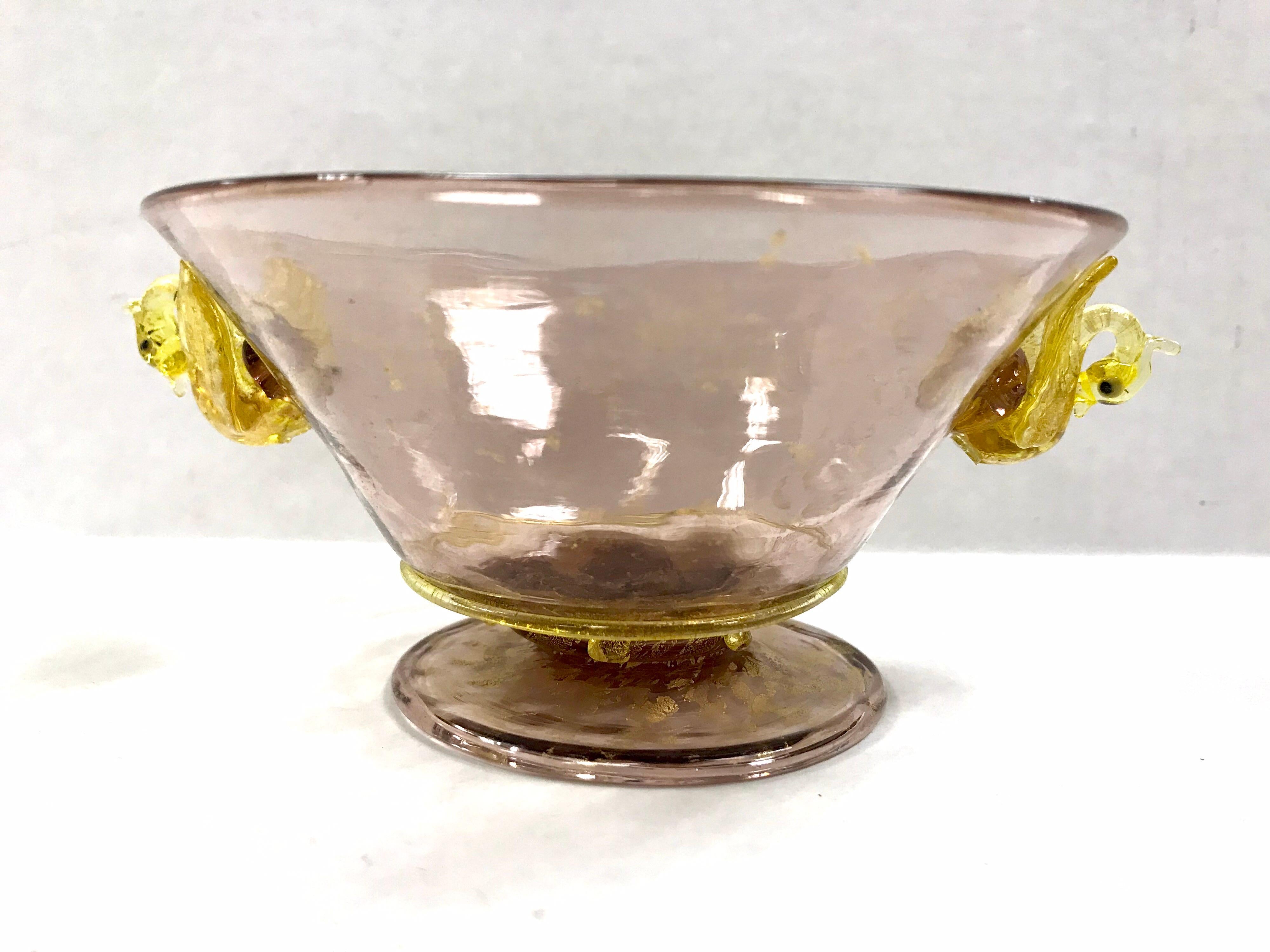 Early 20th Century Set of Five Salviati Venetian Hand Blown Murano Glass Bowls Art Deco Italy 1920s