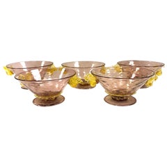 Set di cinque ciotole in vetro di Murano soffiato a mano Salviati Art Deco Italia anni '20