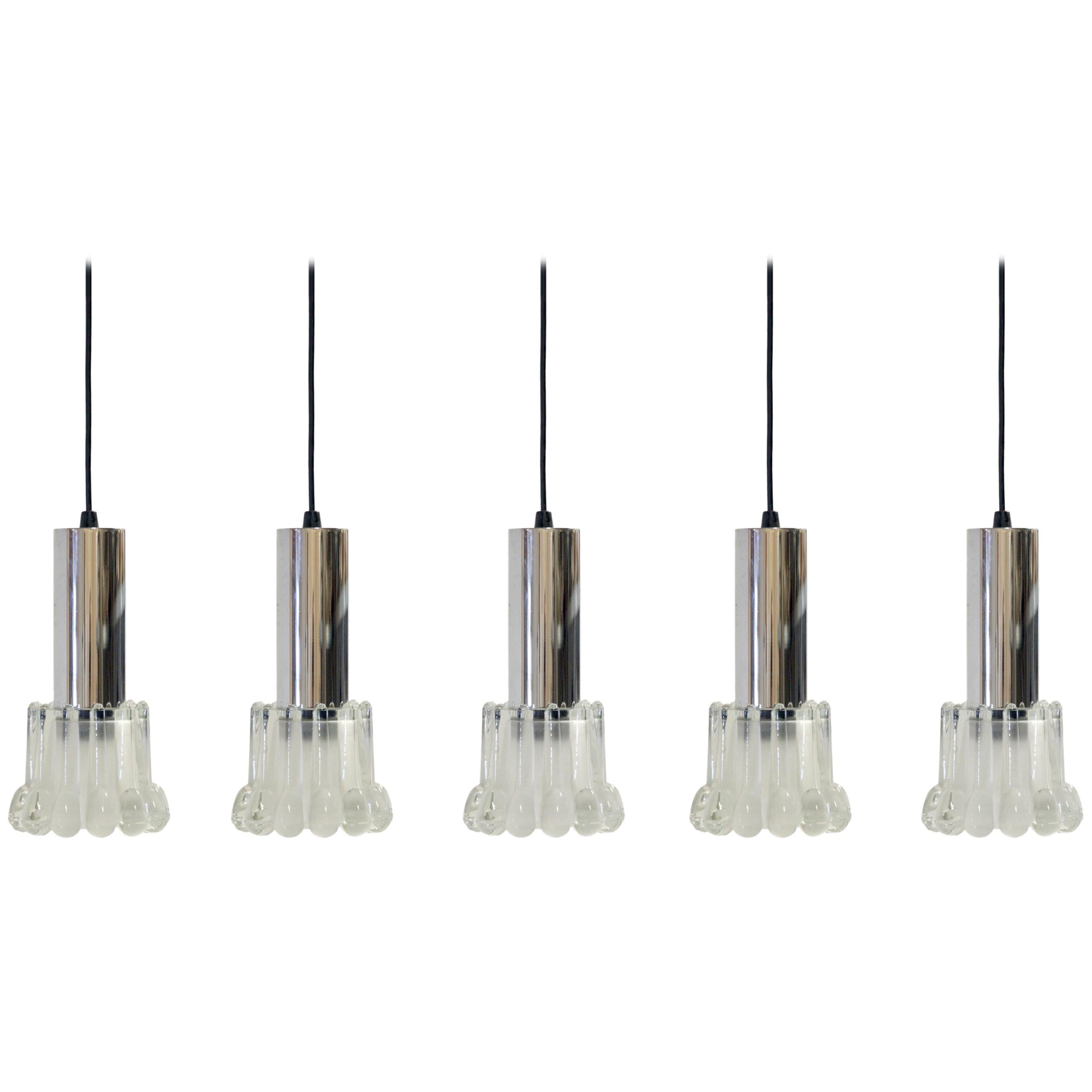 Set of Five Scandinavian Midcentury Pendant Lights, 1970s