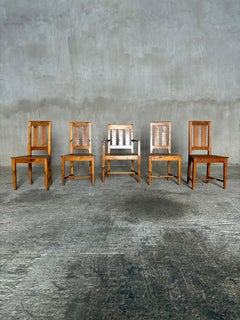 Set of Five 1930s pine dining chairs, from a Swedish ceramic artist’s workshop.