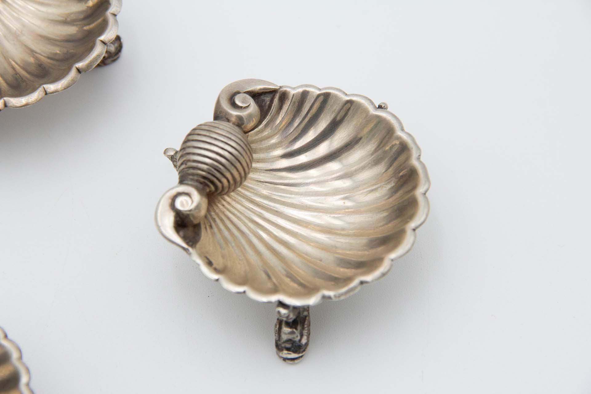 Set of five silver shell-shaped ring sets im Zustand „Gut“ im Angebot in Porto, PT
