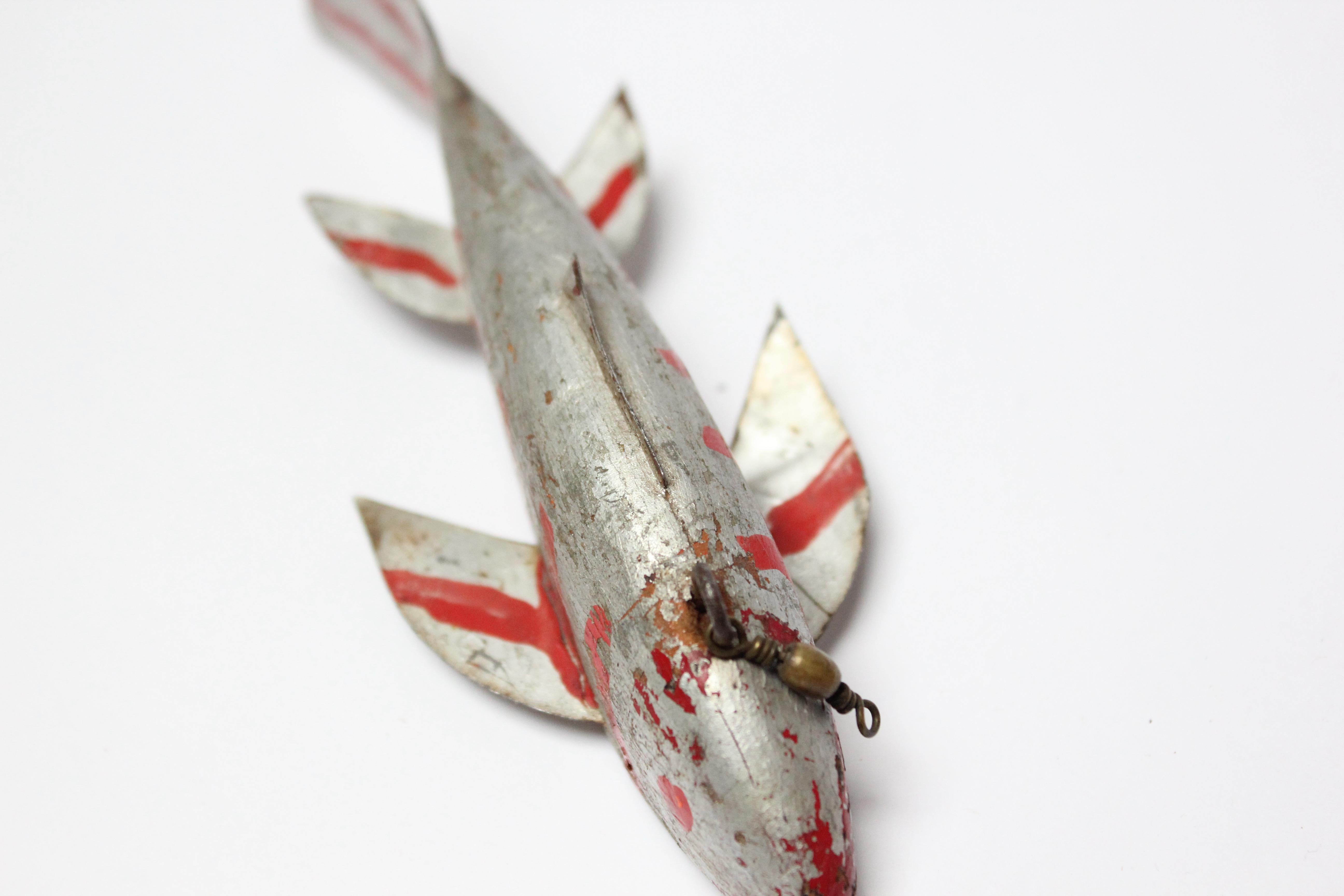 Lead Set of Five Small American Folk Art Fish Decoys For Sale