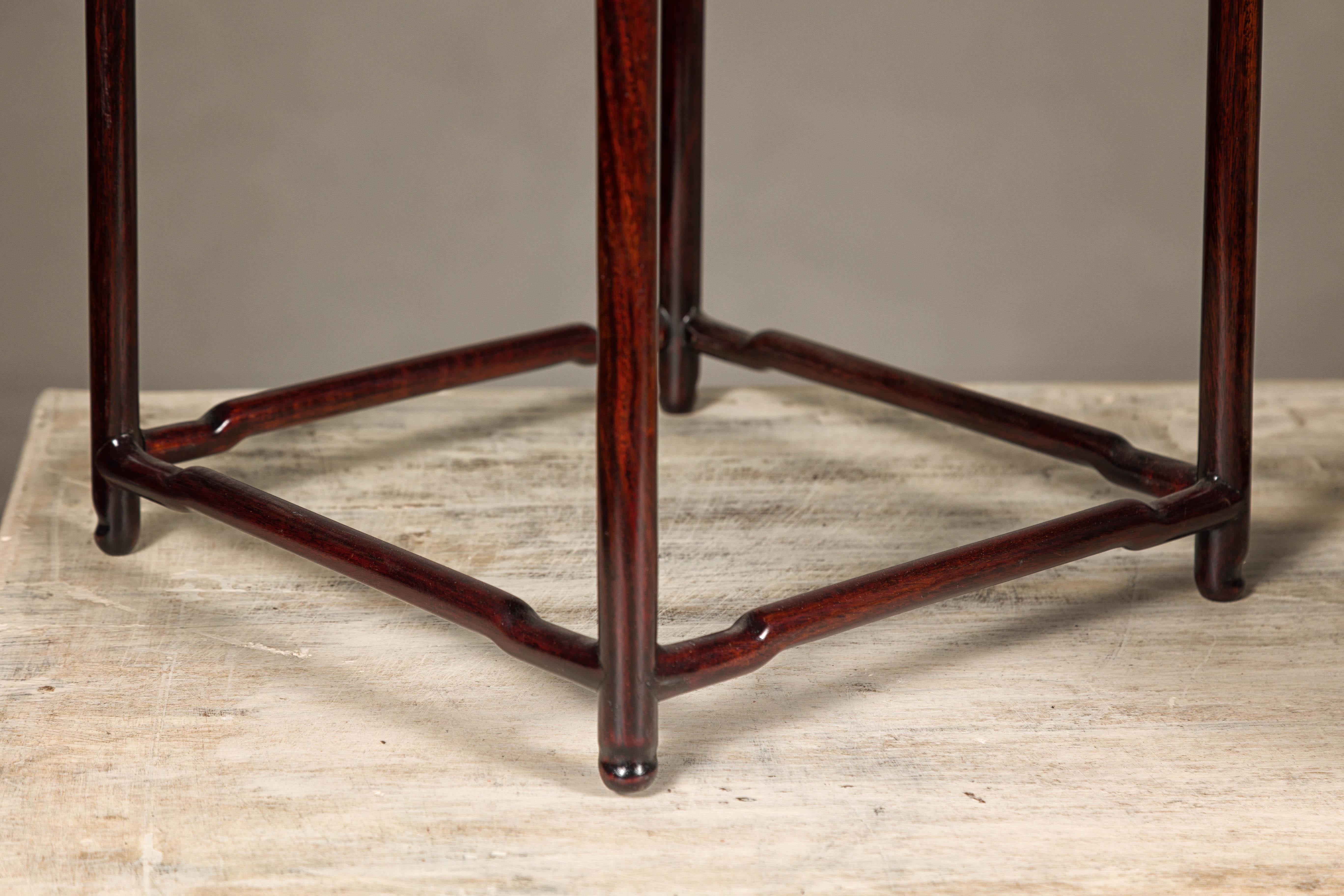 Set of Five Small Size Rosewood Nesting Tables with Humpback Stretchers For Sale 7
