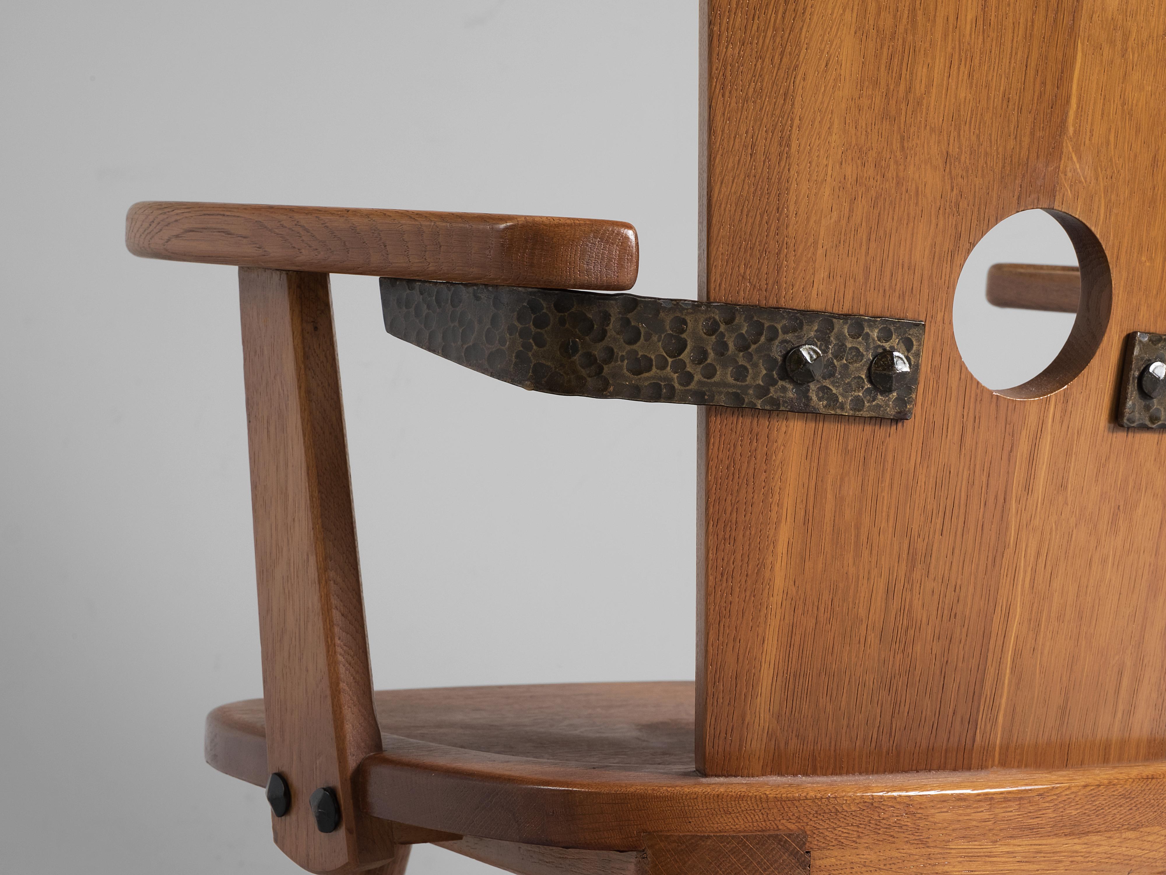 Mid-20th Century Set of Five Solid Oak Dining Chairs