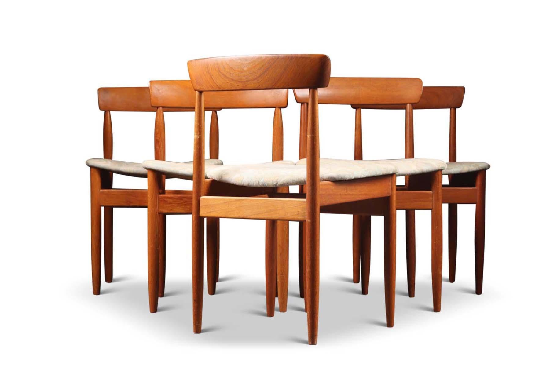 Set of Five Solid Teak Danish Modern Dining Chairs In Good Condition For Sale In Berkeley, CA