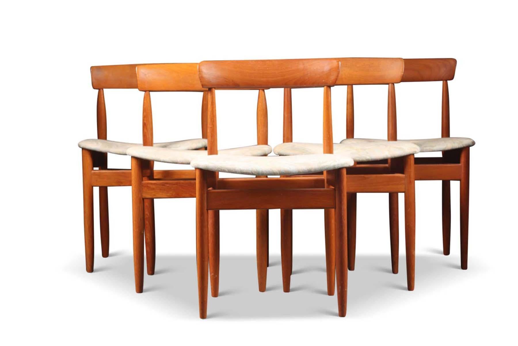 20th Century Set of Five Solid Teak Danish Modern Dining Chairs For Sale
