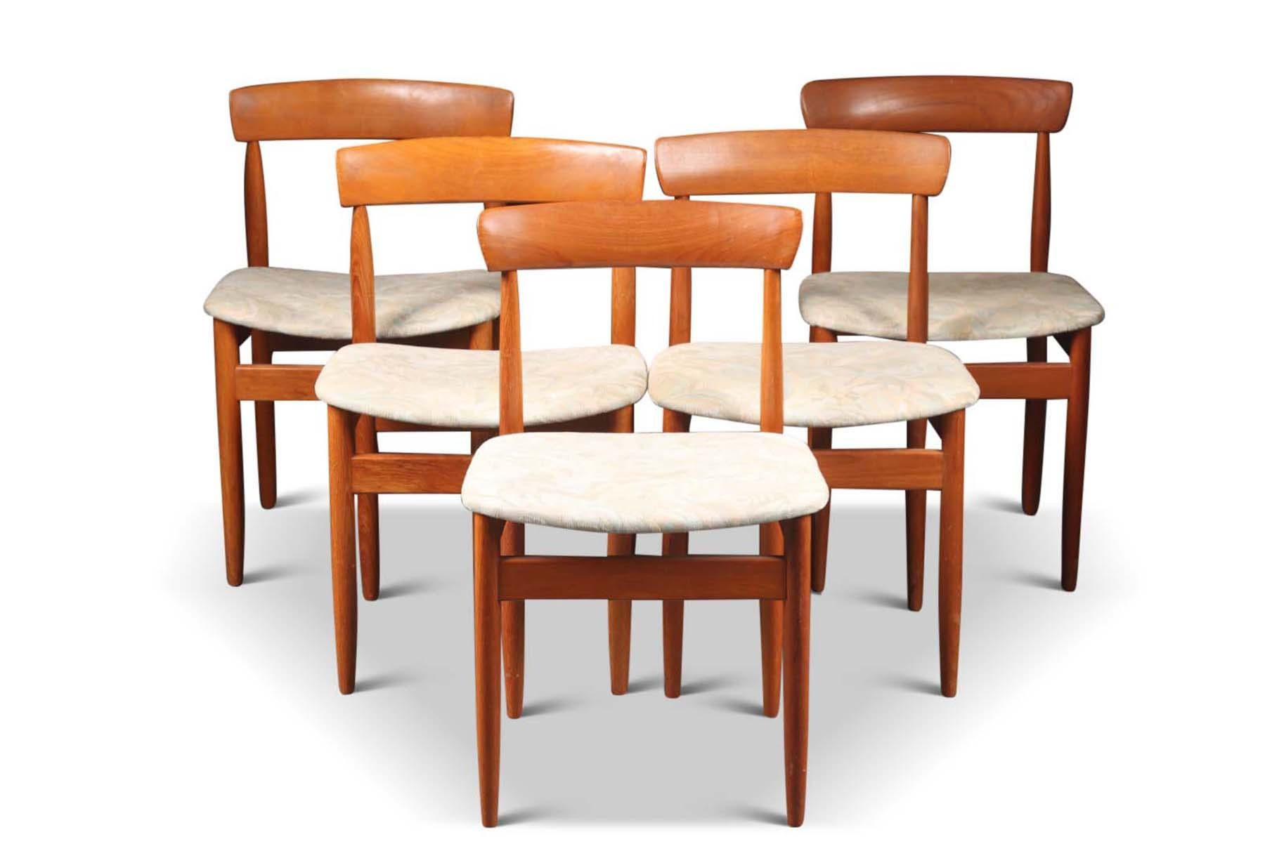 Set of Five Solid Teak Danish Modern Dining Chairs For Sale 1