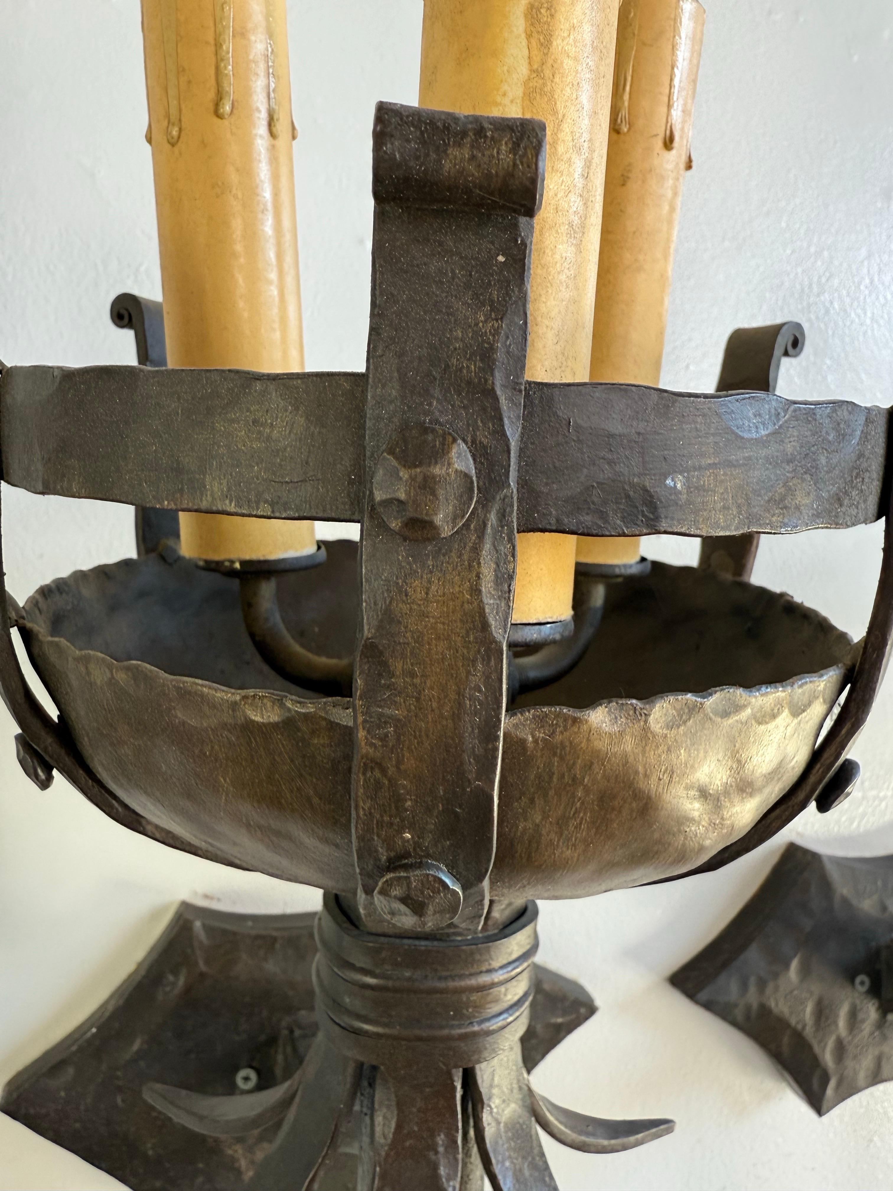Set of Five Spanish Wrought Iron Sconces 3