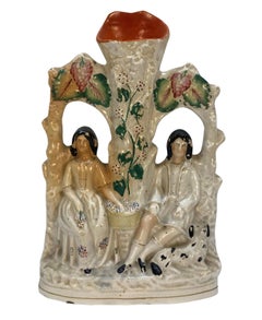 Set Of Five Staffordshire Flatback Figures