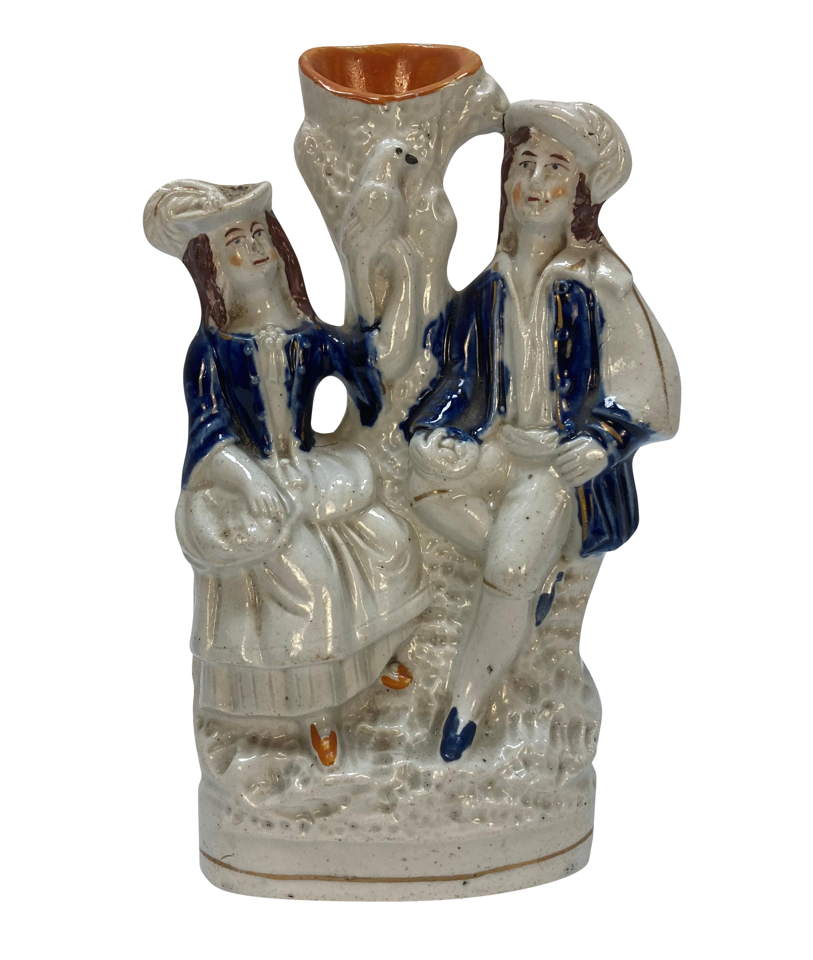 English Set Of Five Staffordshire Flatback Figures For Sale