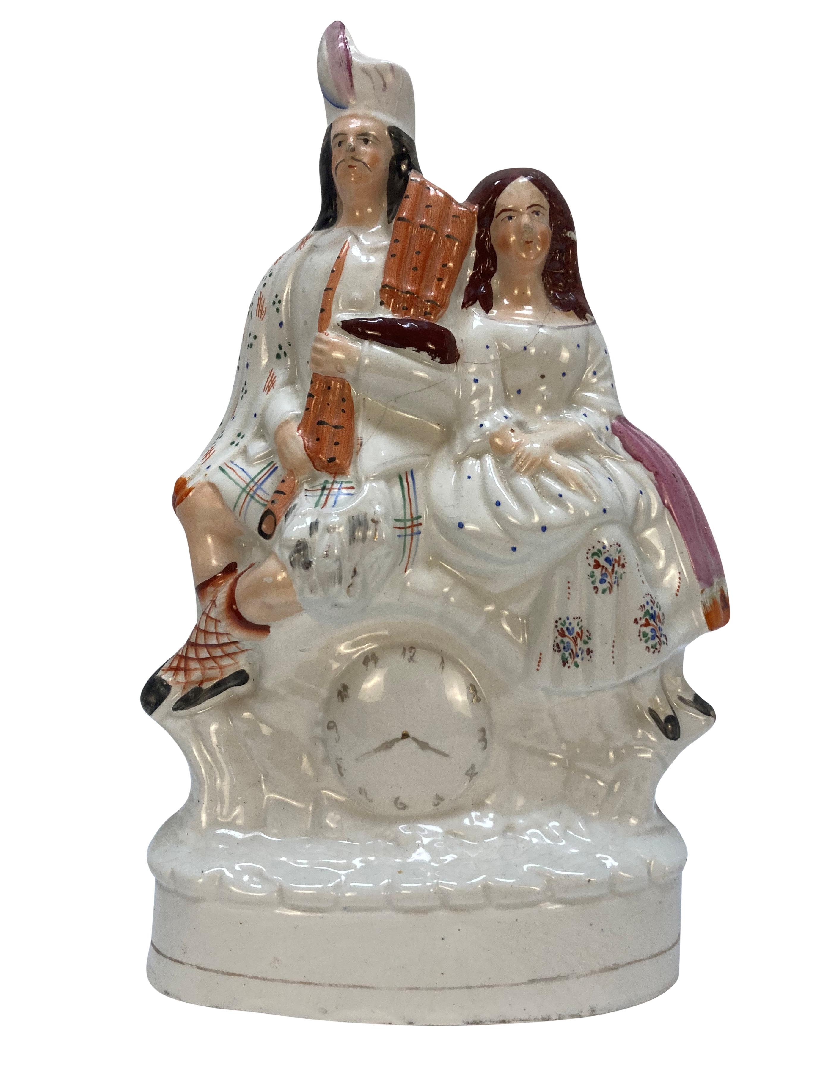 Pottery Set Of Five Staffordshire Flatback Figures For Sale