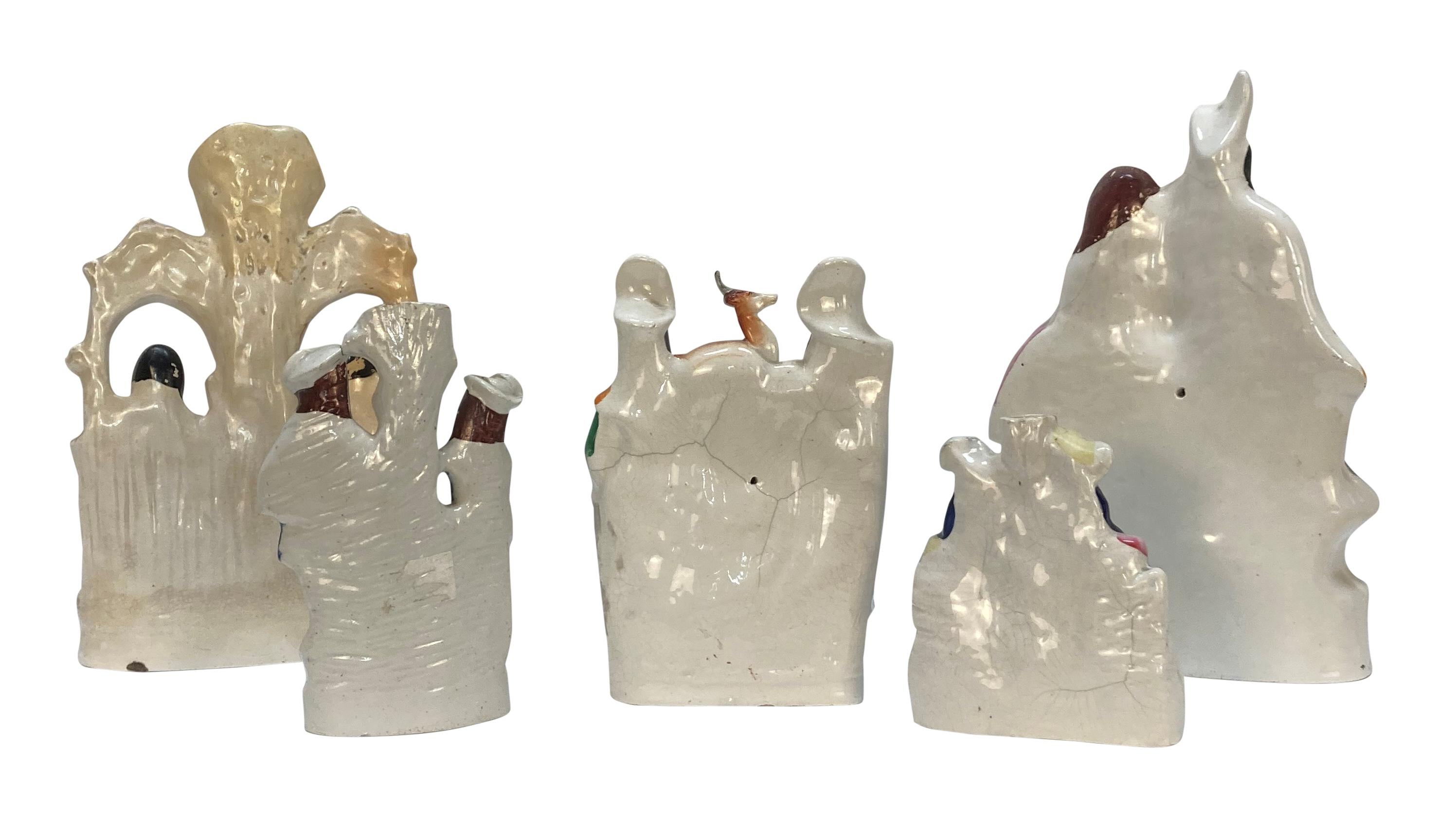 Set Of Five Staffordshire Flatback Figures For Sale 1