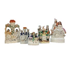 Set Of Five Staffordshire Flatback Figures