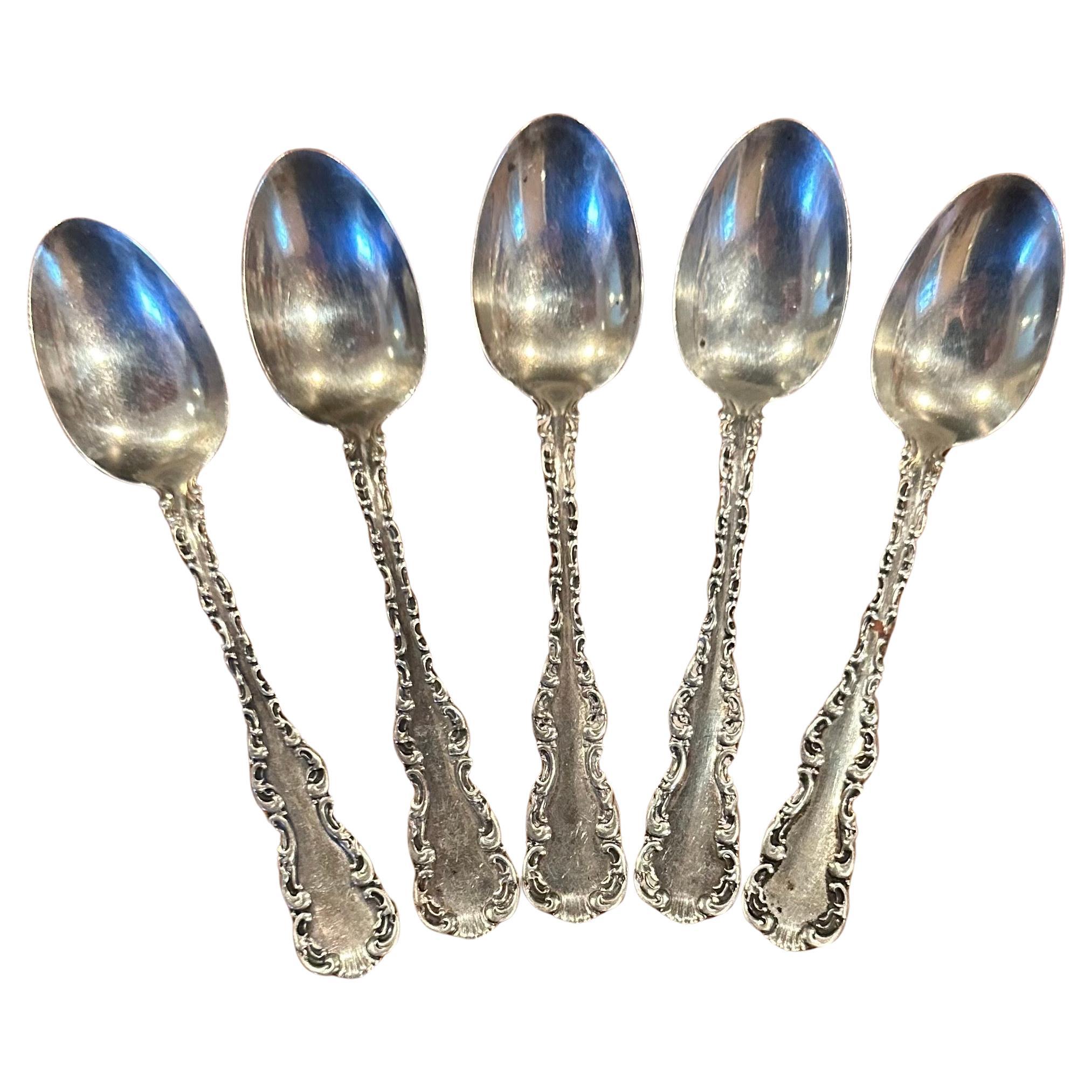 Set of Five Sterling Silver Demitasse Spoons For Sale 4
