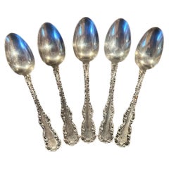 Antique Set of Five Sterling Silver Demitasse Spoons 