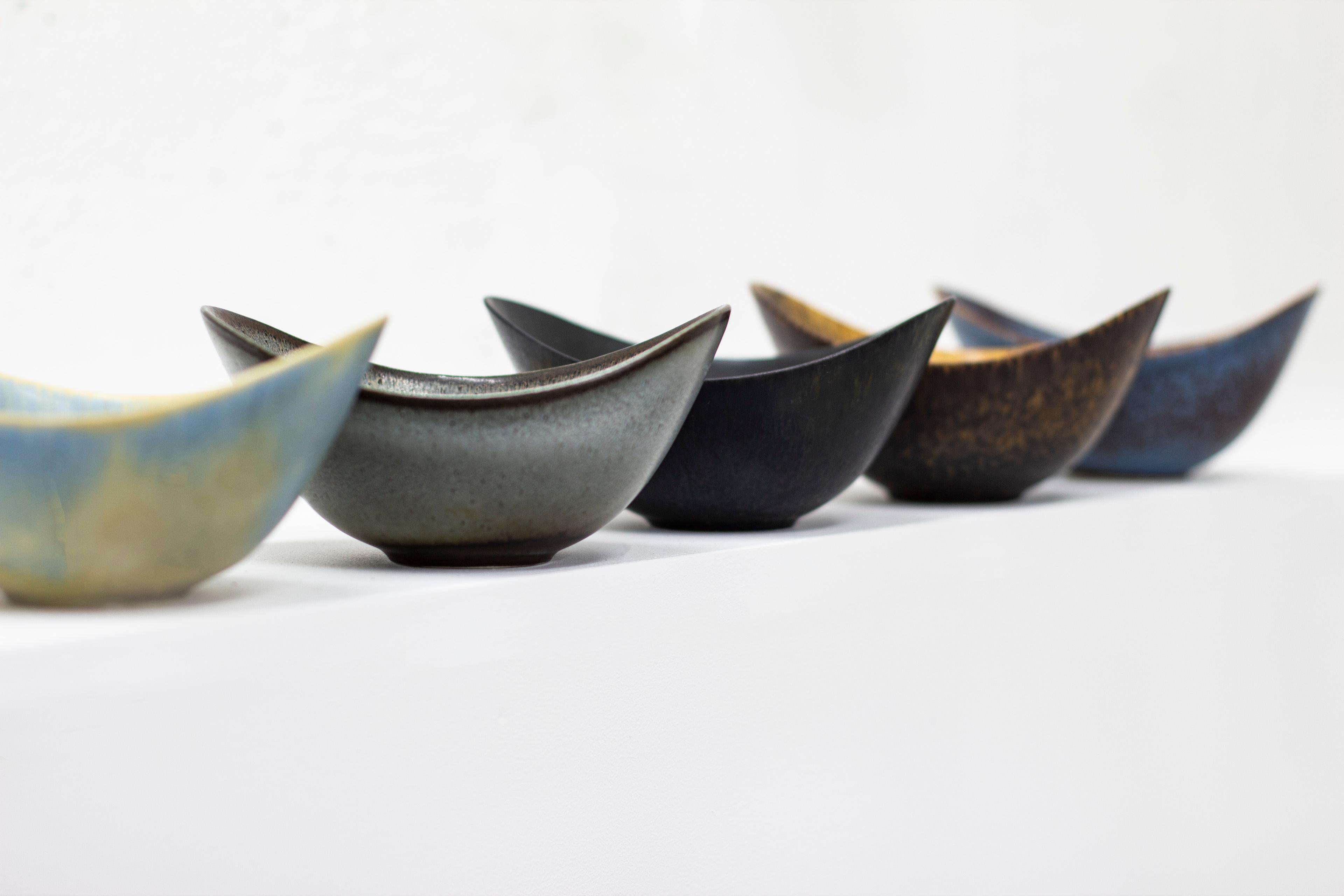 Scandinavian Modern Set of Five Stoneware Bowls by Gunnar Nylund for Rörstrand, Sweden, 1950s