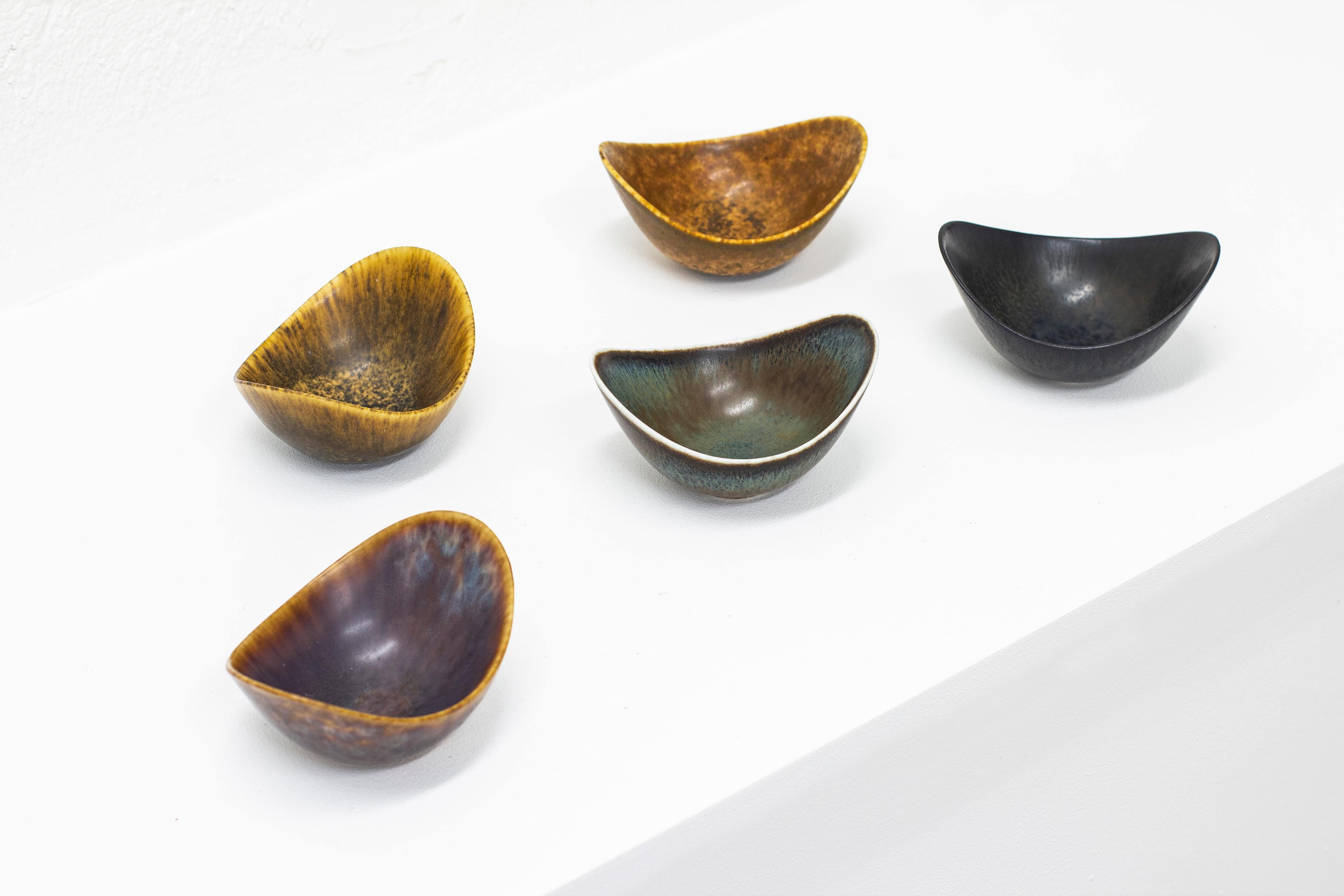 Swedish Set of Five Stoneware Bowls by Gunnar Nylund for Rörstrand, Sweden, 1950s