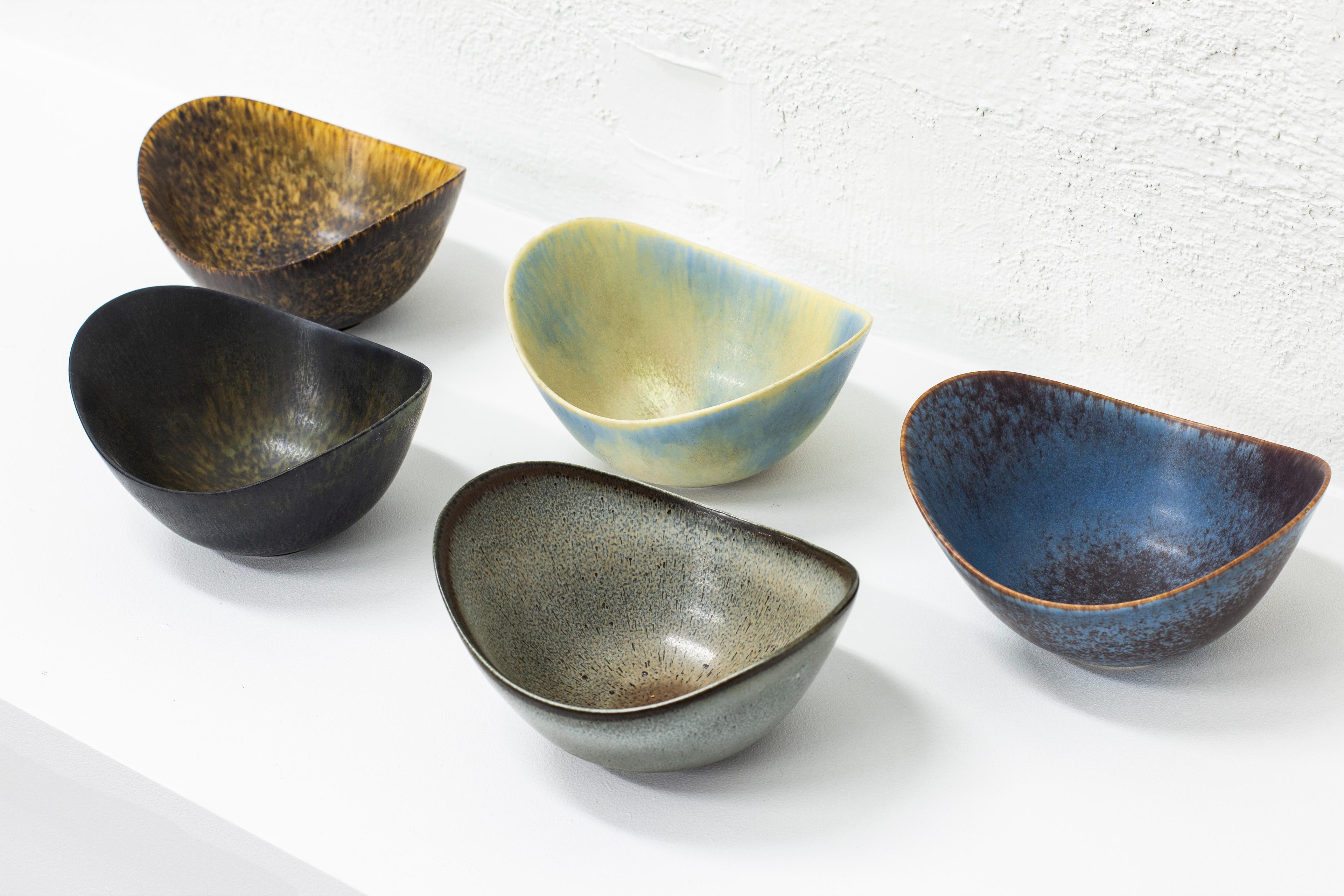 Set of Five Stoneware Bowls by Gunnar Nylund for Rörstrand, Sweden, 1950s 1