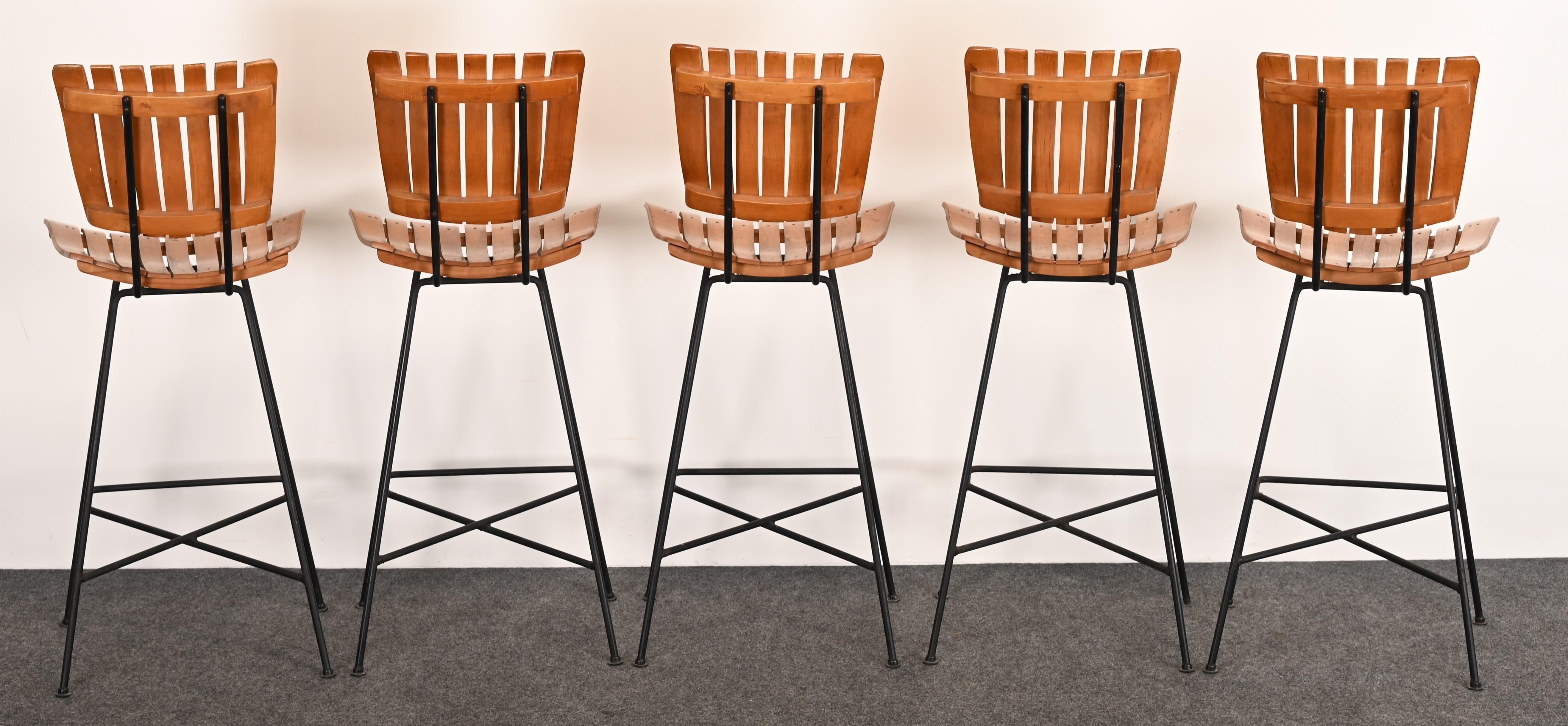 Set of Five Stools by Arthur Umanoff, 1950s In Good Condition In Hamburg, PA