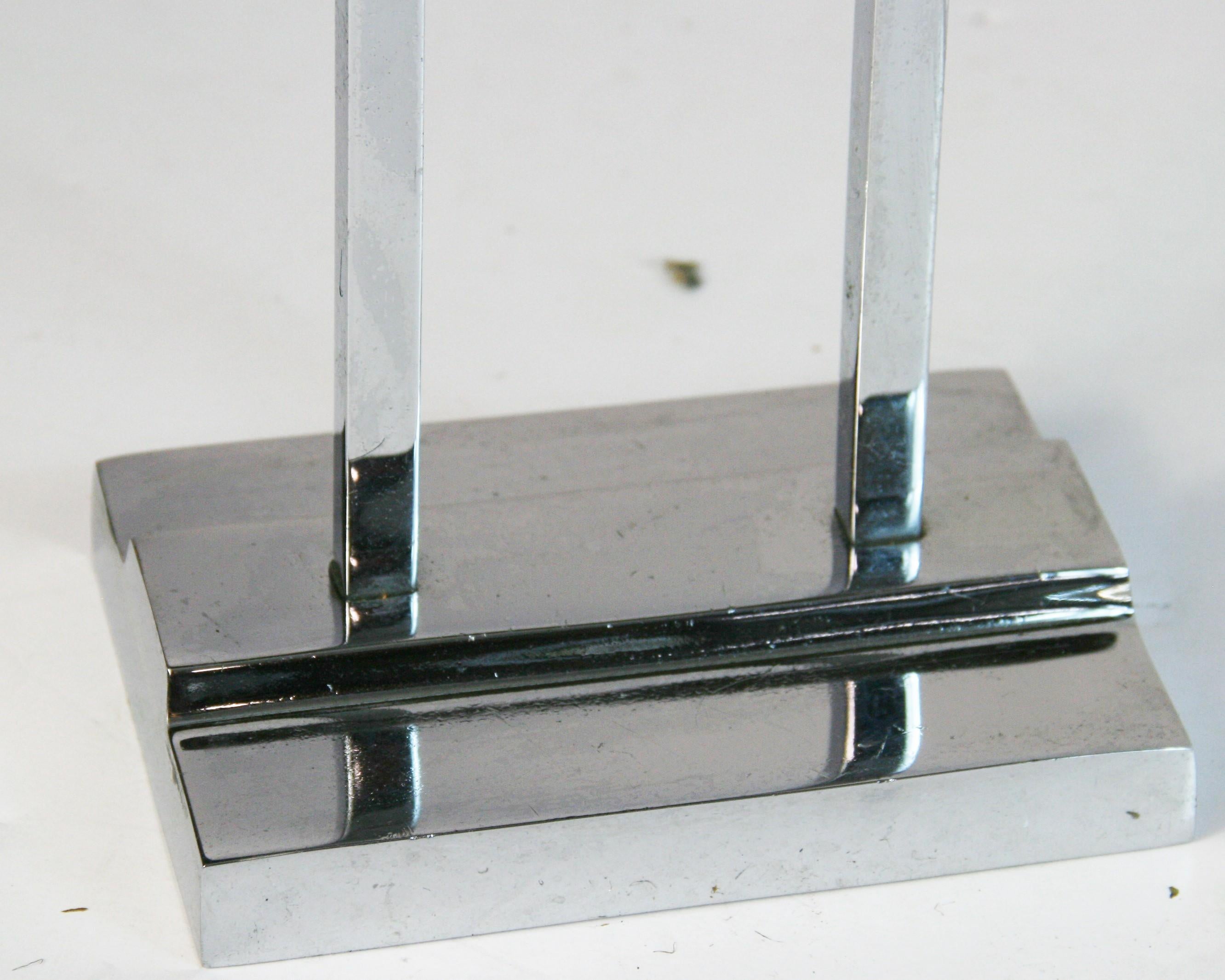 Set of Five  Stylish Modernist Polished Nickel Fire Tools and Stand For Sale 6