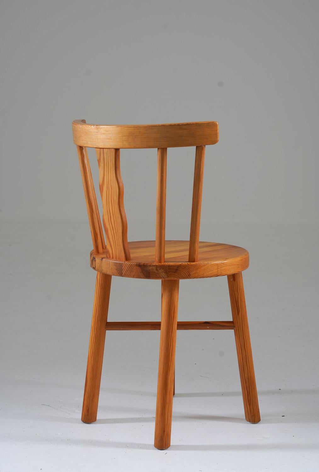 20th Century Set of Five Swedish Chairs in Pine by Steneby Hemslöjd For Sale