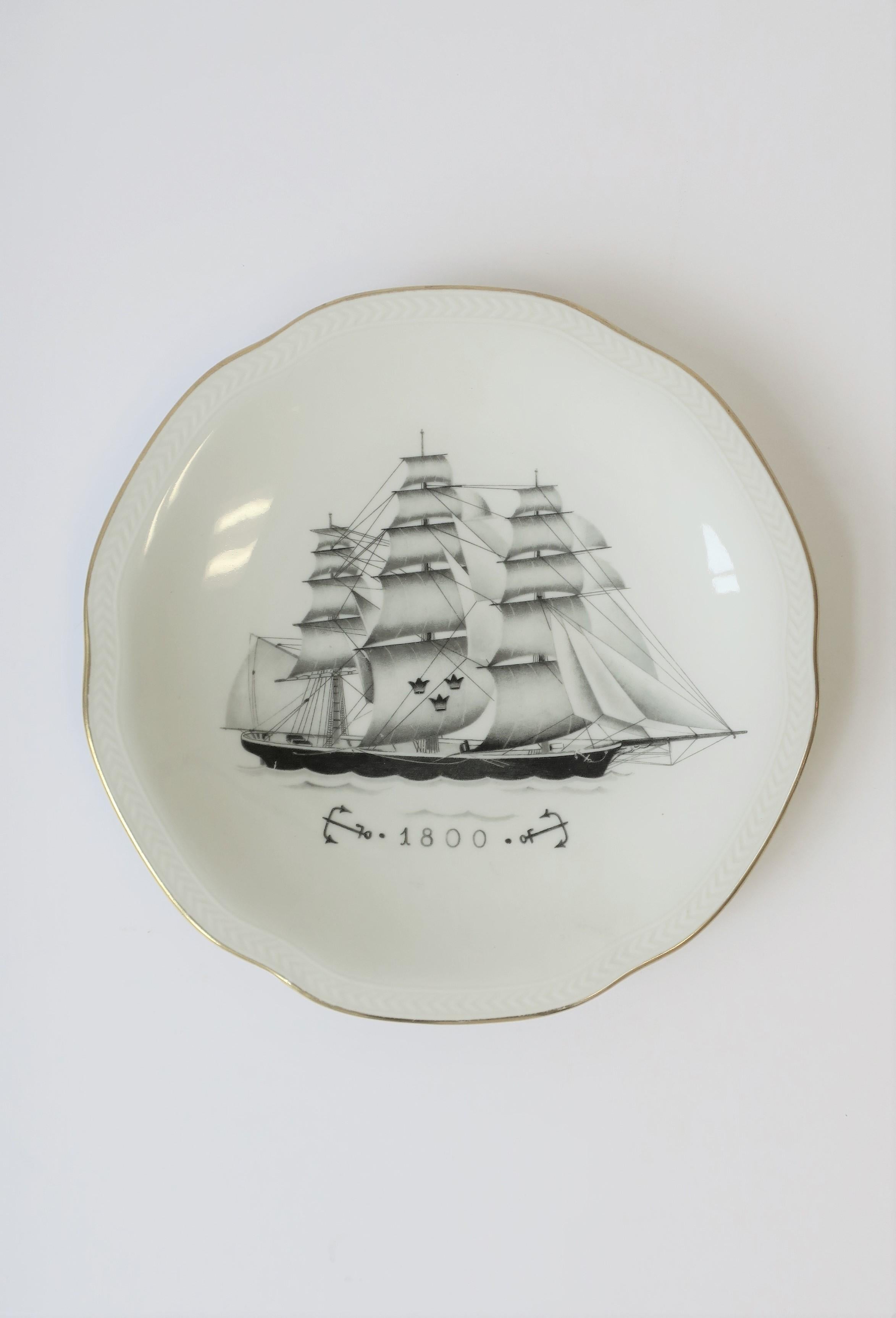 Swedish Rörstrand Nautical Black and White Porcelain Plates 4