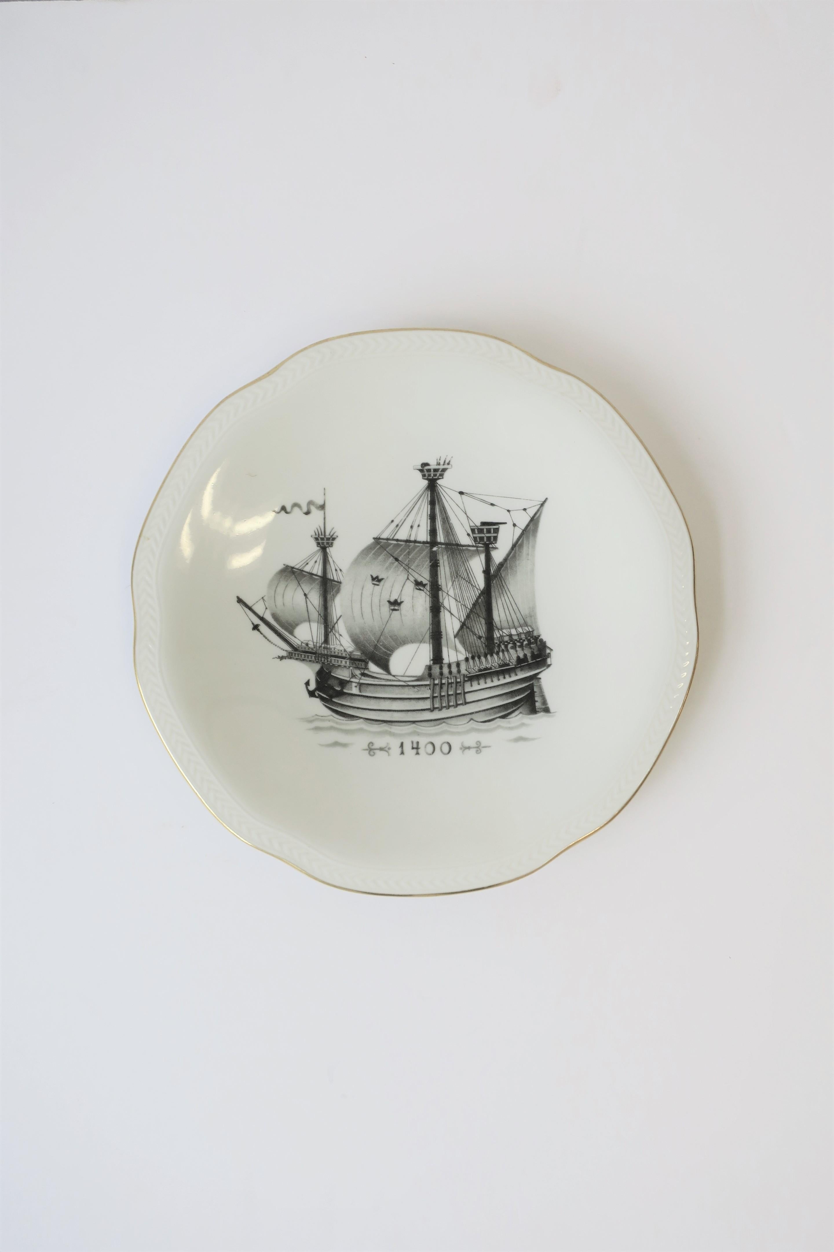 Swedish Rörstrand Nautical Black and White Porcelain Plates 1