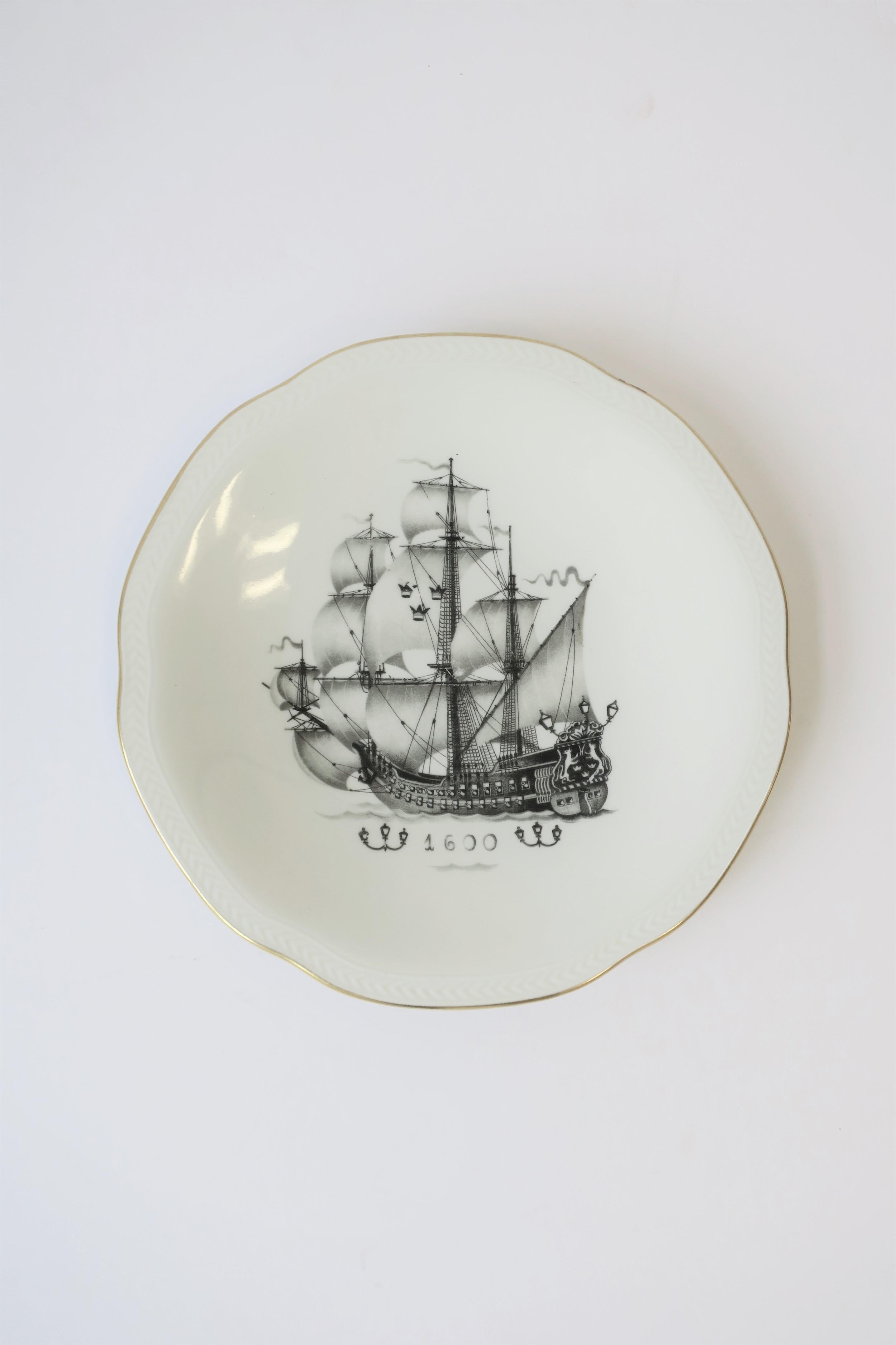 Swedish Rörstrand Nautical Black and White Porcelain Plates 2