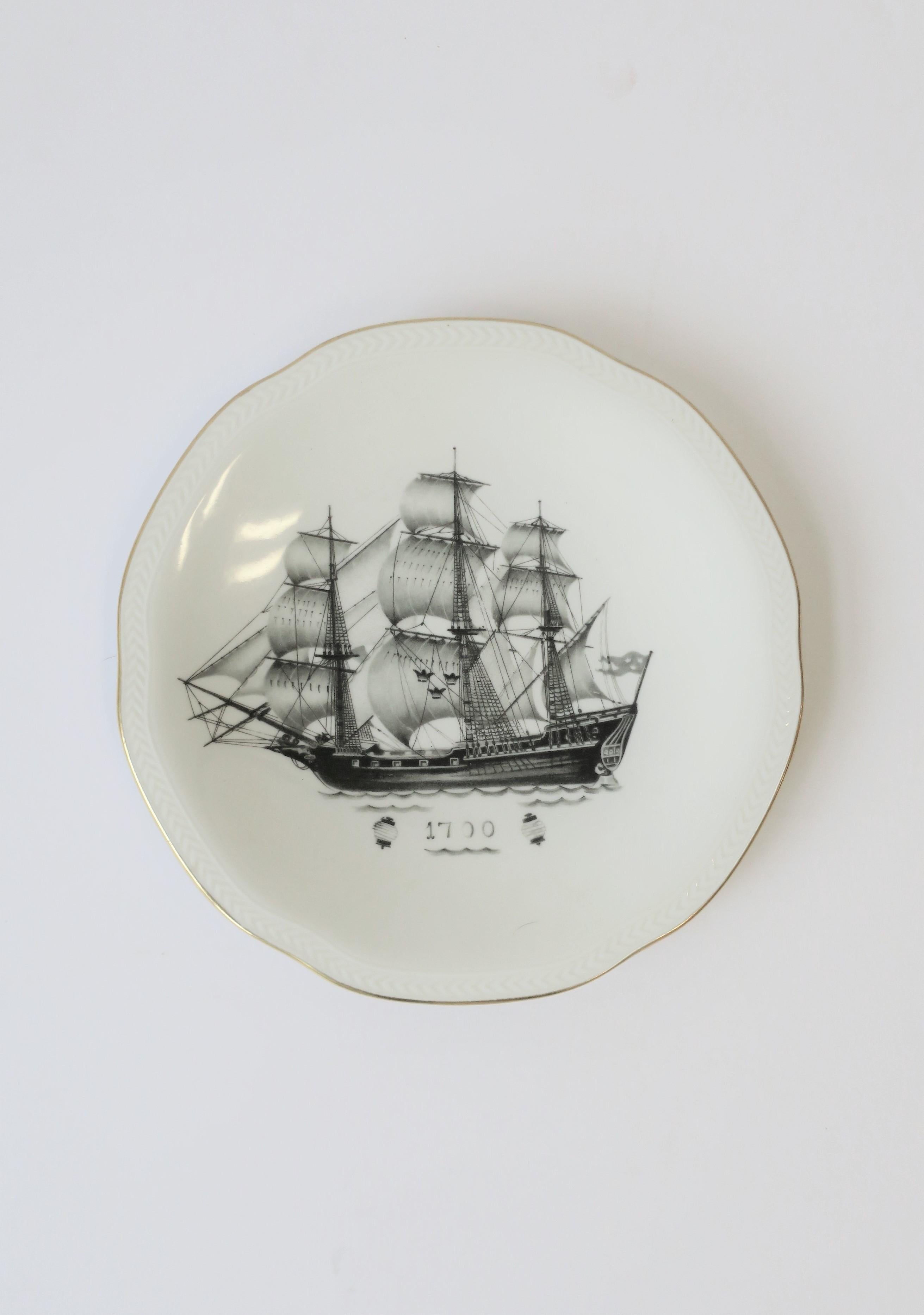 Swedish Rörstrand Nautical Black and White Porcelain Plates 3