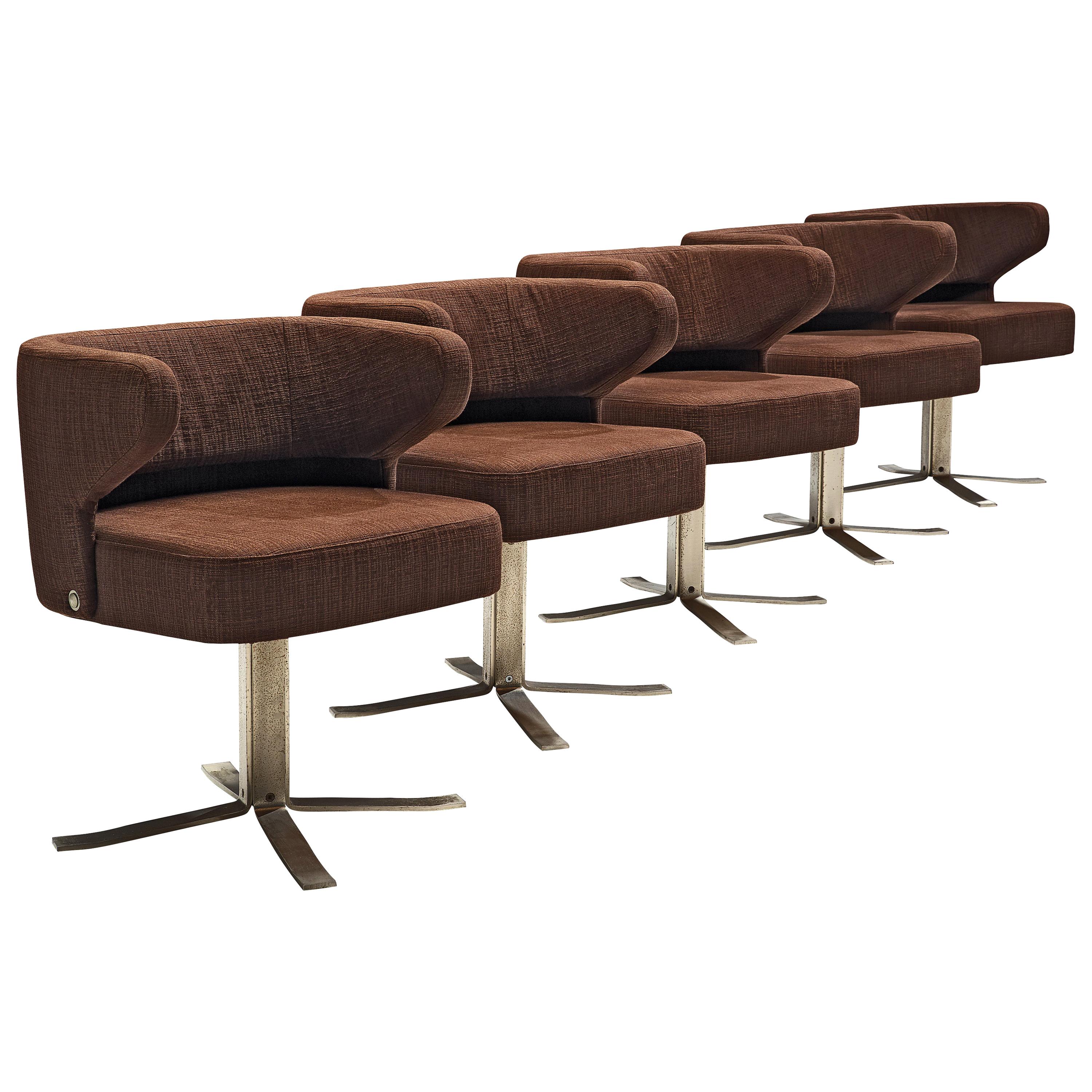 Set of Five Swivel 'Poney' Armchairs by Giulio Moscatelli