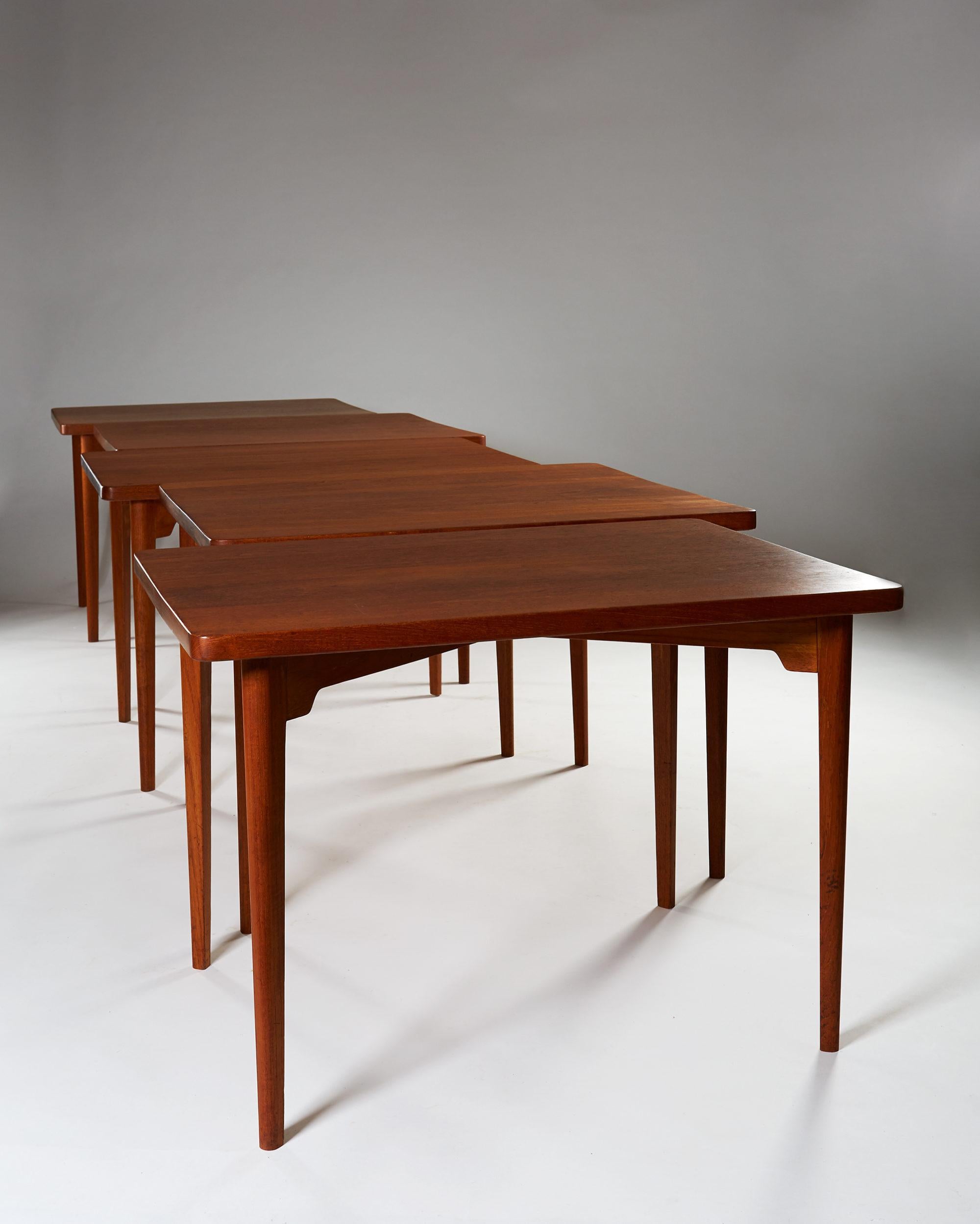 Danish Set of Five Tables Designed by Palle Suenson for J. C. A. Jensen, Denmark, 1930 For Sale