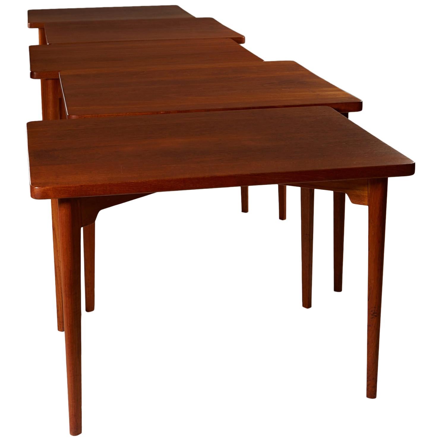 Set of Five Tables Designed by Palle Suenson for J. C. A. Jensen, Denmark, 1930 For Sale