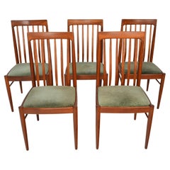 Set of Five Teak Ladderback Dining Chairs by H.W. Klein