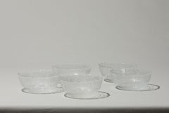 Set of Five Textured Glass Bowls, Eastern Europe, 1970s
