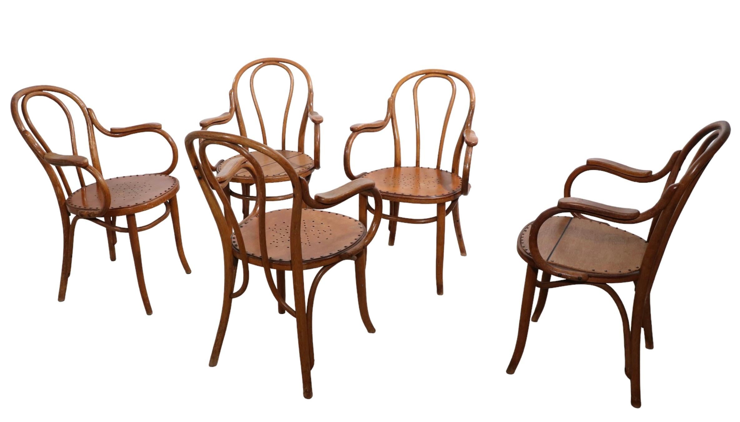 Beech Set of Five Thonet Chairs