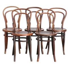 Vintage Set of Five Thonet Viennese No. 14 Cafe Chairs