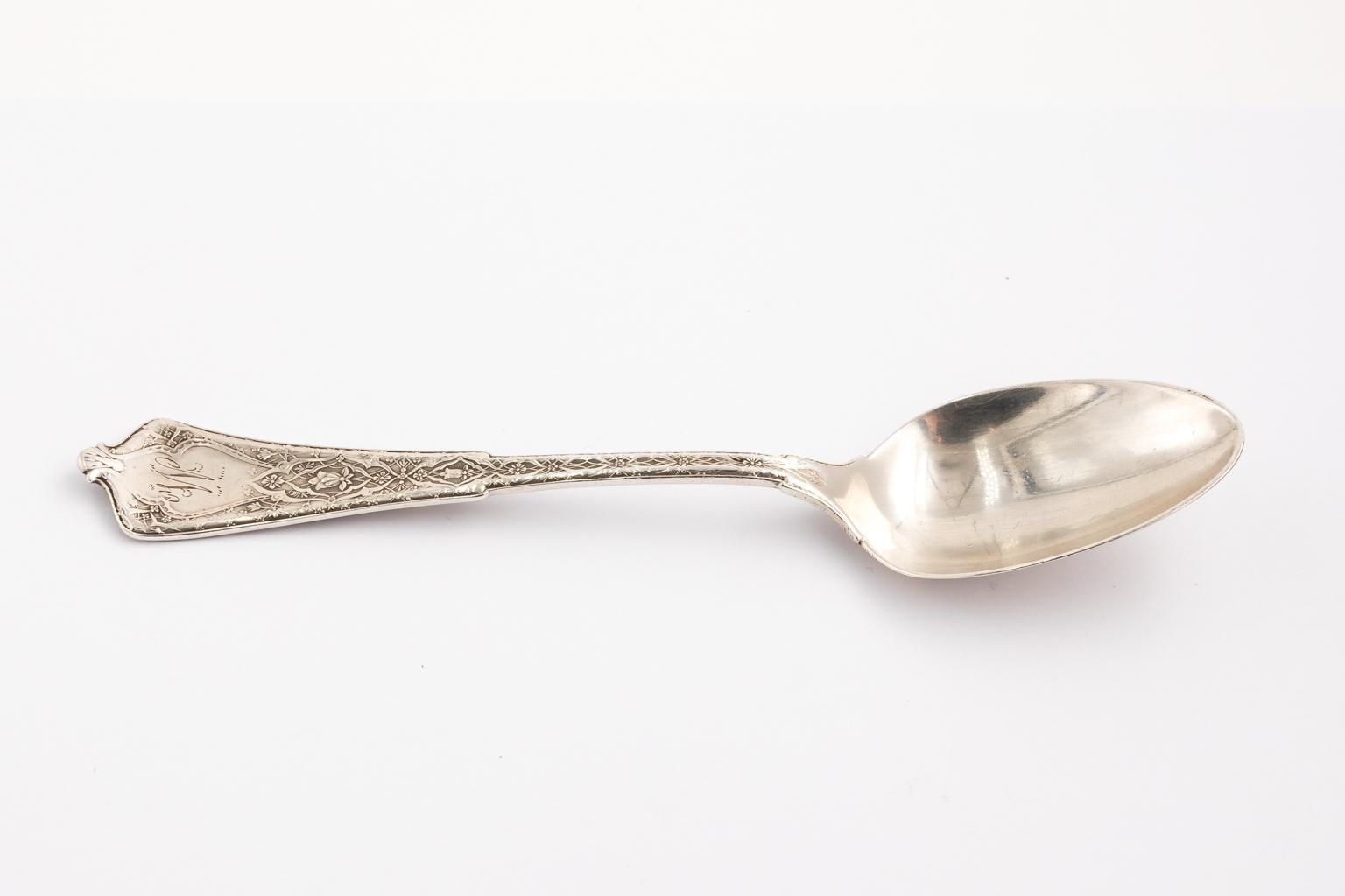Late 19th Century Set of Five Tiffany & Co. Persian Sterling Silver Soup Spoon, circa 1872