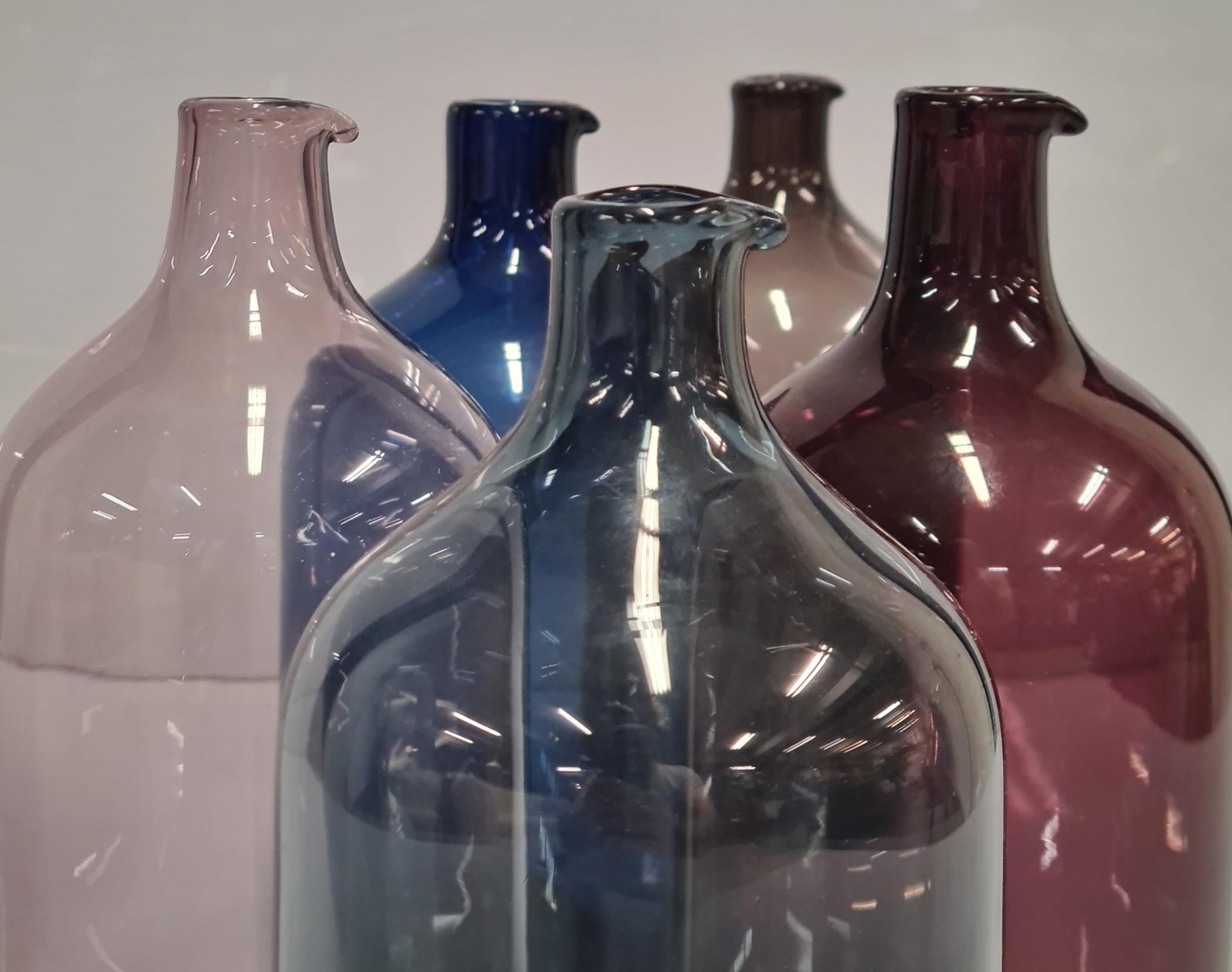 Set of Five Timo Sarpaneva Bird Bottles for Iittala 1950s For Sale 5