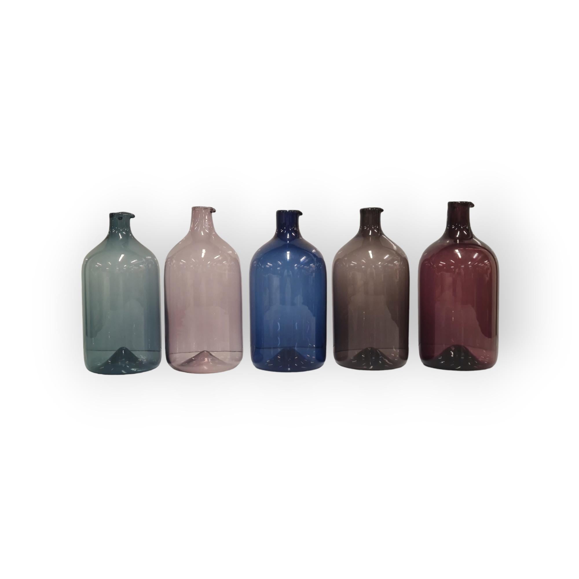 Set of Five Timo Sarpaneva Bird Bottles for Iittala 1950s In Good Condition For Sale In Helsinki, FI
