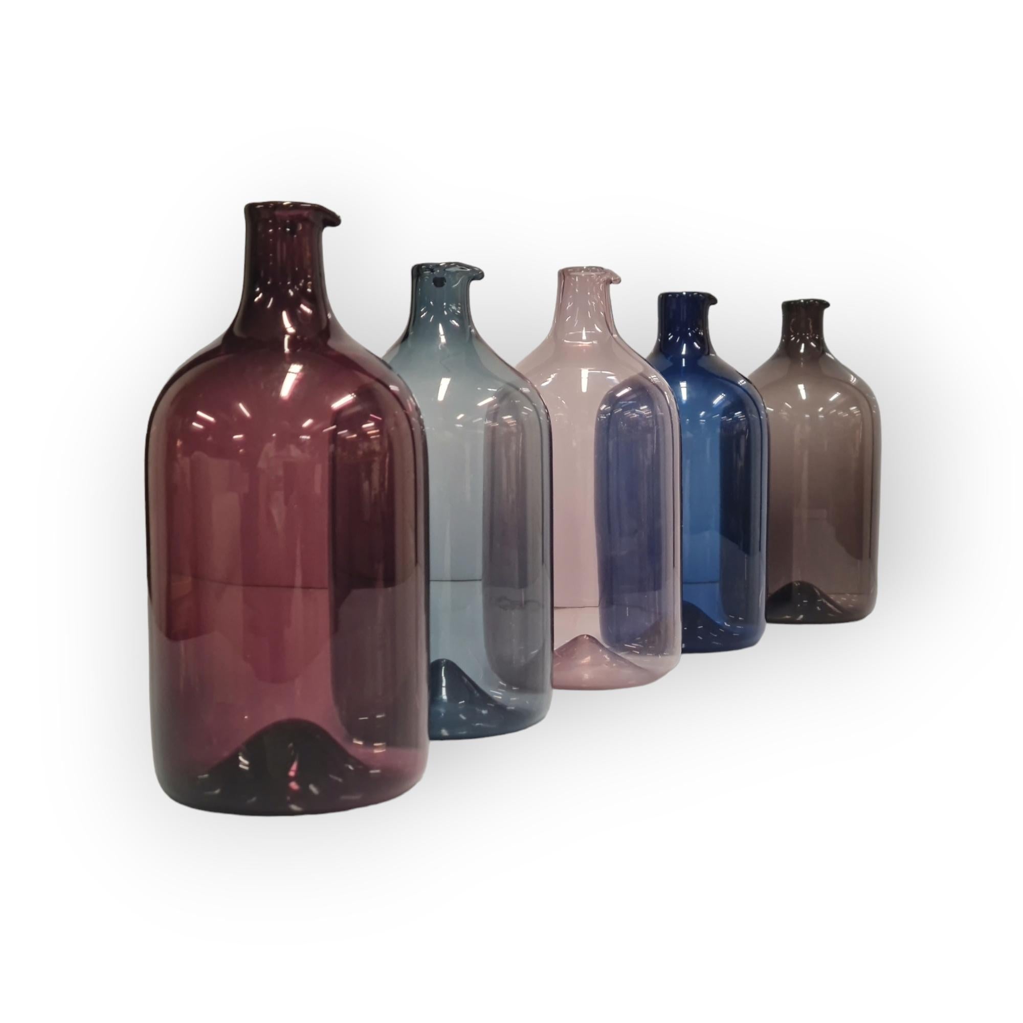 Milieu du XXe siècle Ensemble de cinq bouteilles à oiseaux Timo Sarpaneva pour Iittala, années 1950 en vente