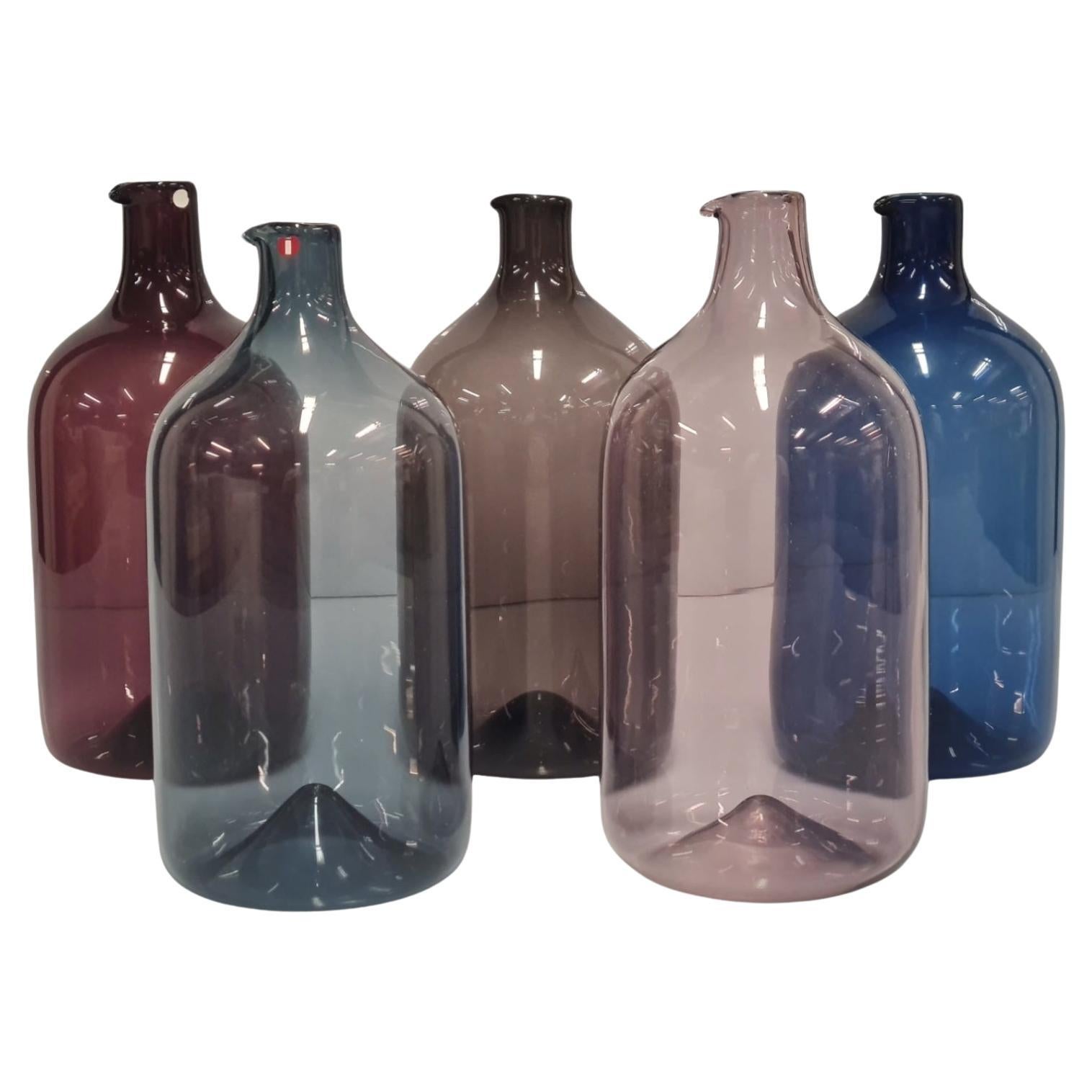 Set of Five Timo Sarpaneva Bird Bottles for Iittala 1950s For Sale