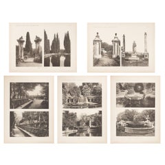 Antique Set of Five Unframed Architectural Prints, Italy, Early 1900s