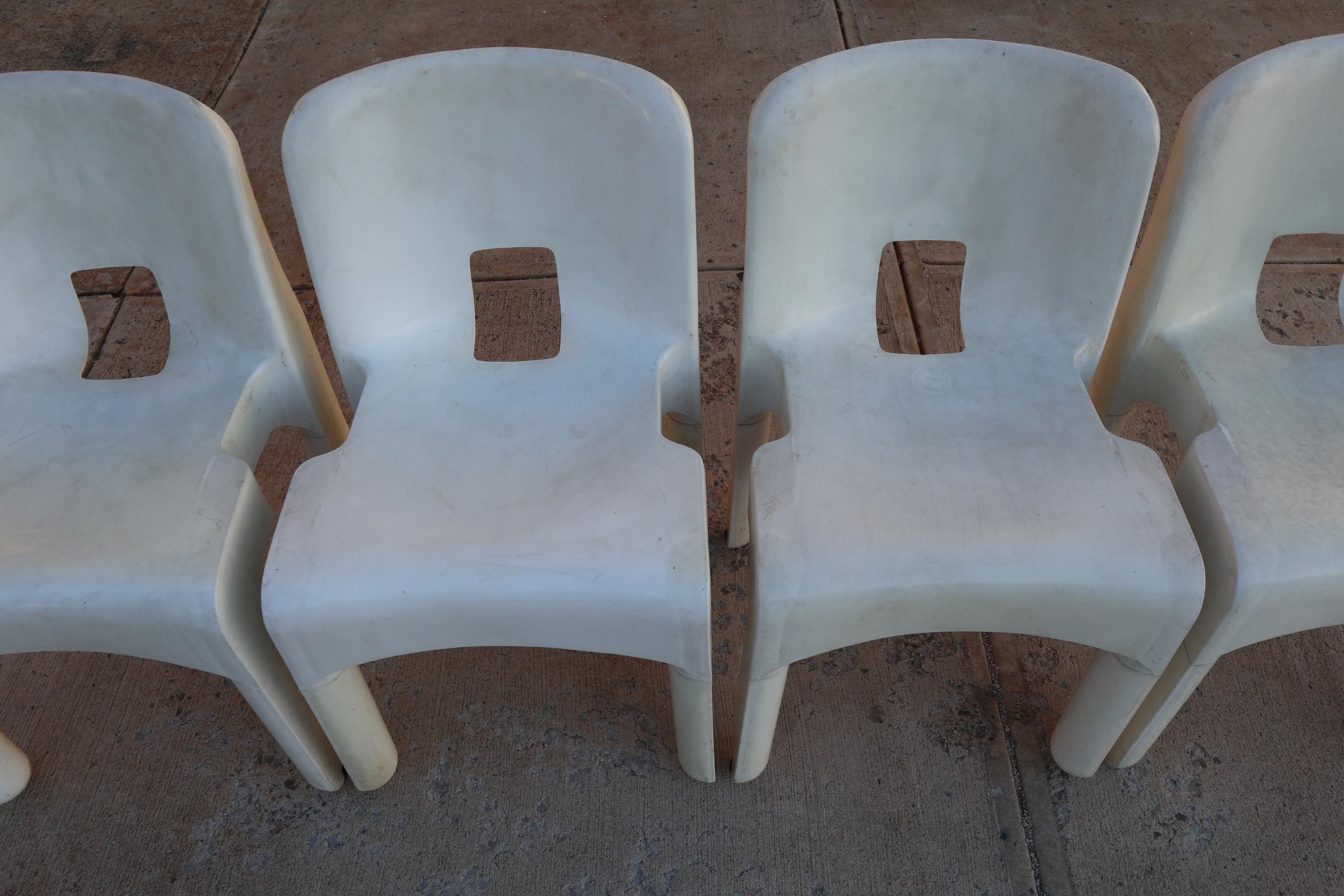 Italian Set of Five Universale Chairs by Joe Colombo for Kartell