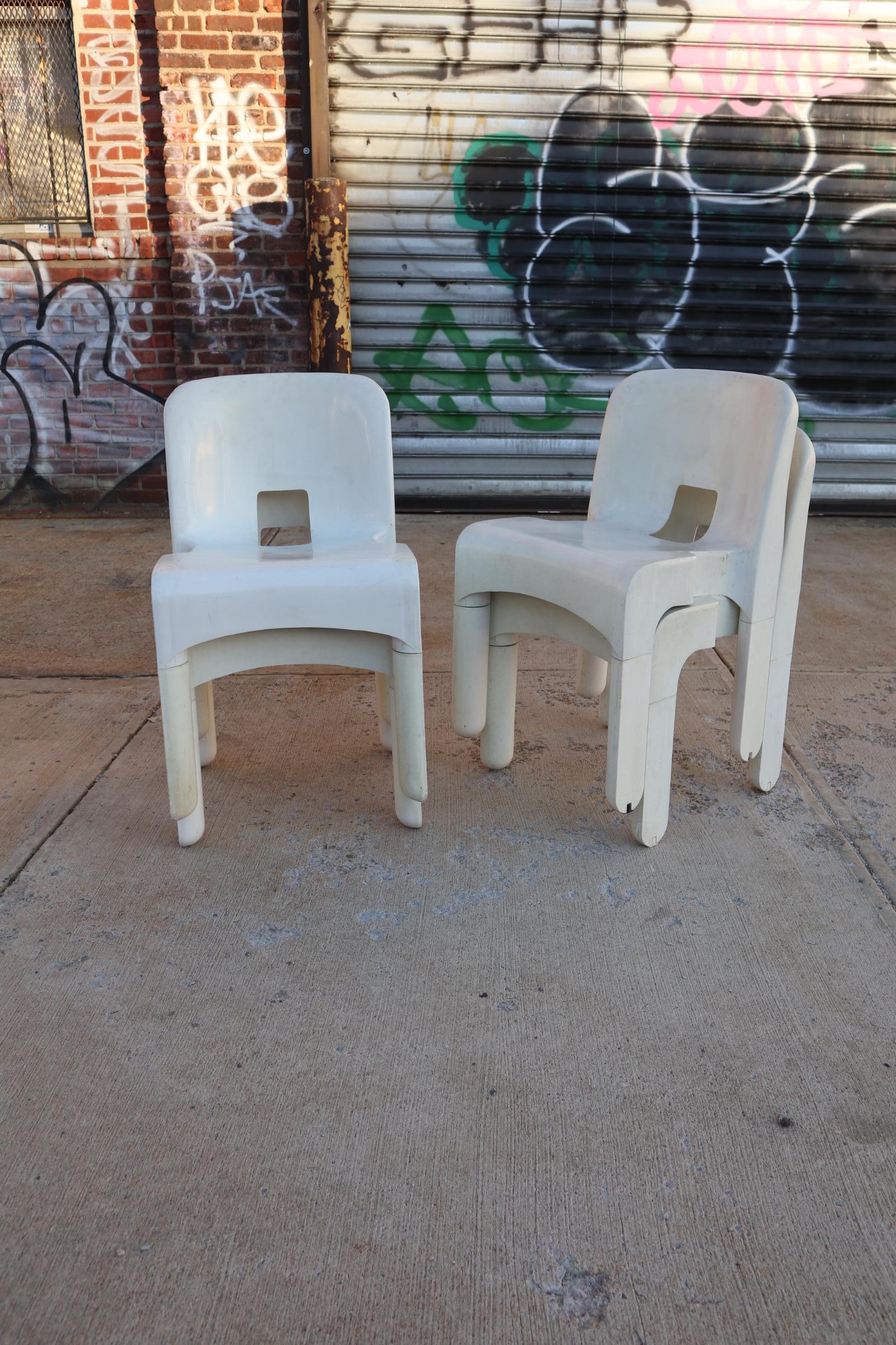 Plastic Set of Five Universale Chairs by Joe Colombo for Kartell