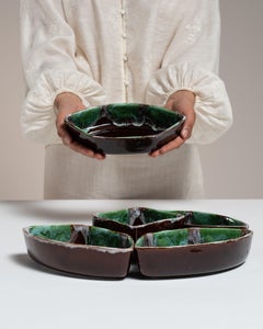 Set of Five Vallauris Fat Lava Ceramic Snack Bowls